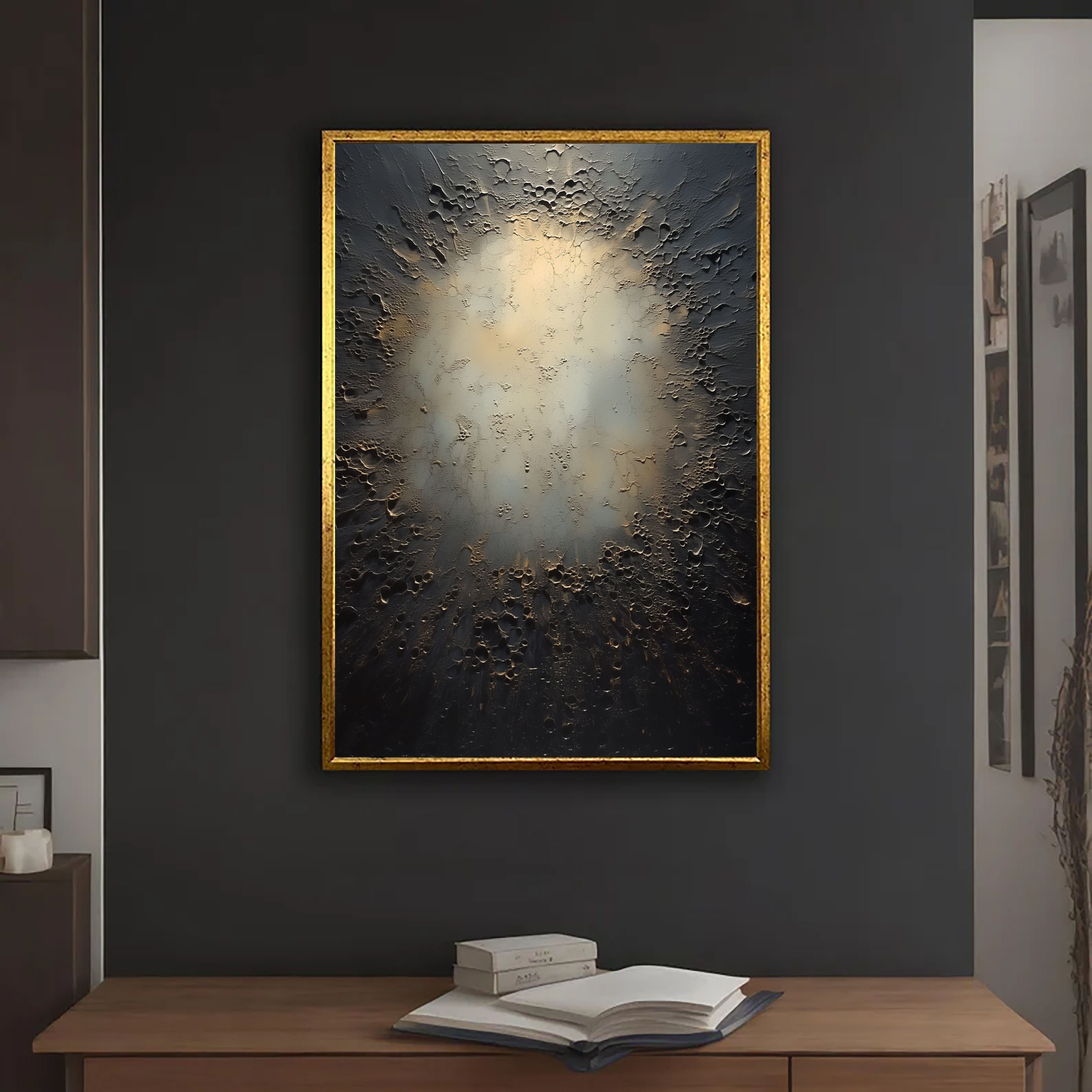 Textured Lunar Drama | Black Gold