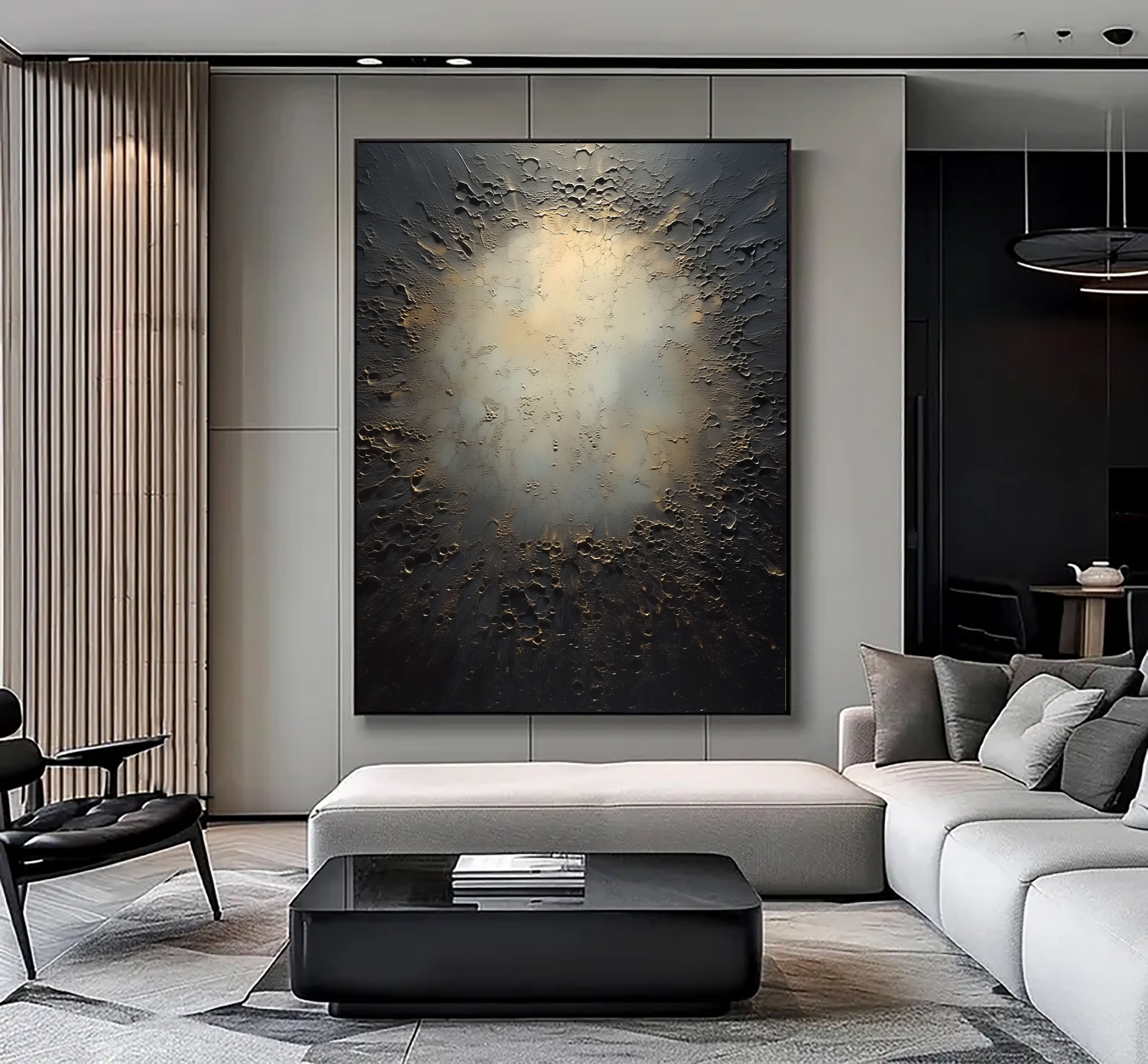 Textured Lunar Drama | Black Gold