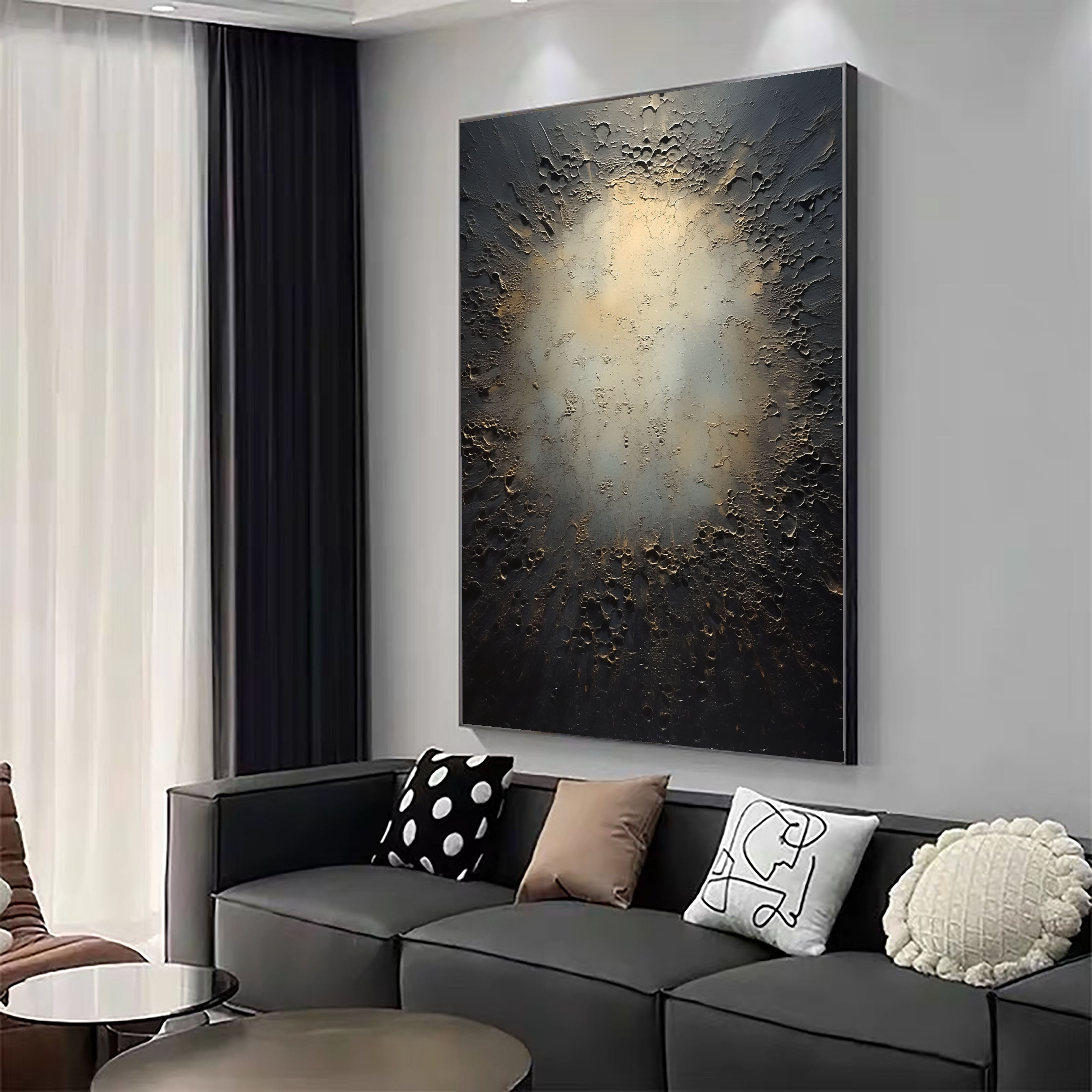 Textured Lunar Drama | Black Gold