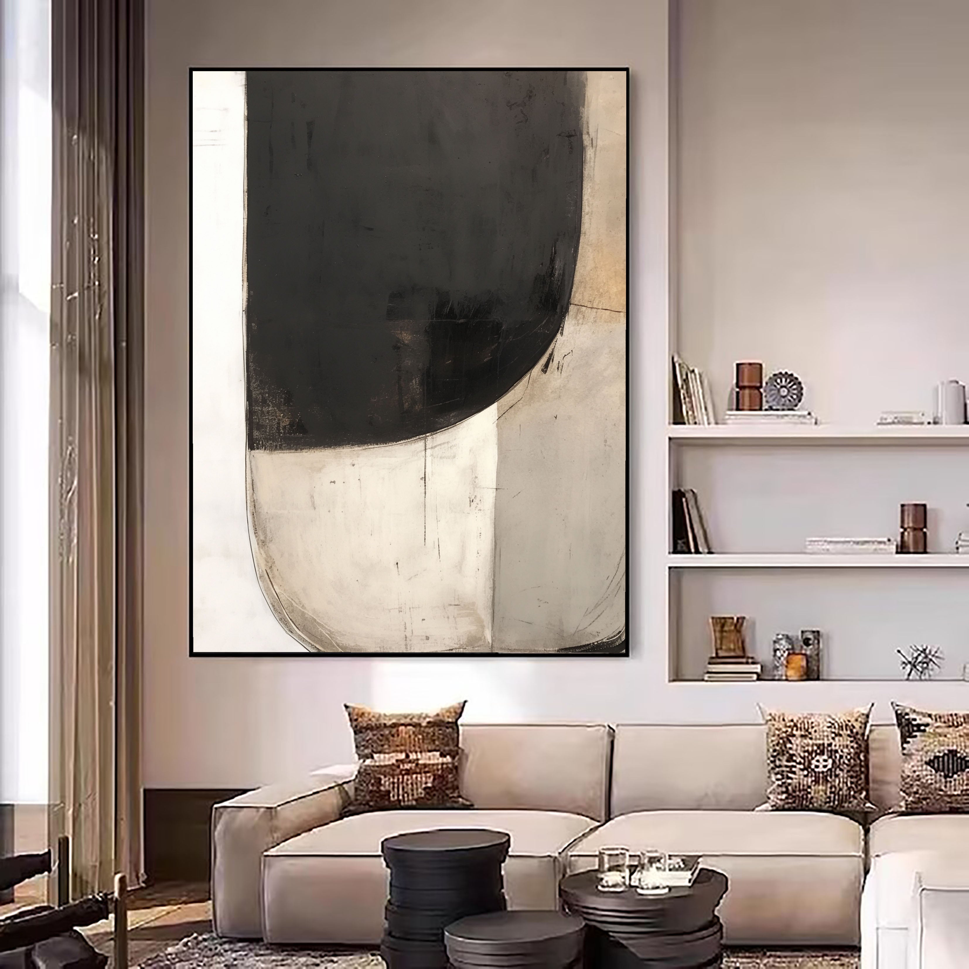 Abstract Curve Sophistication | Black Beige