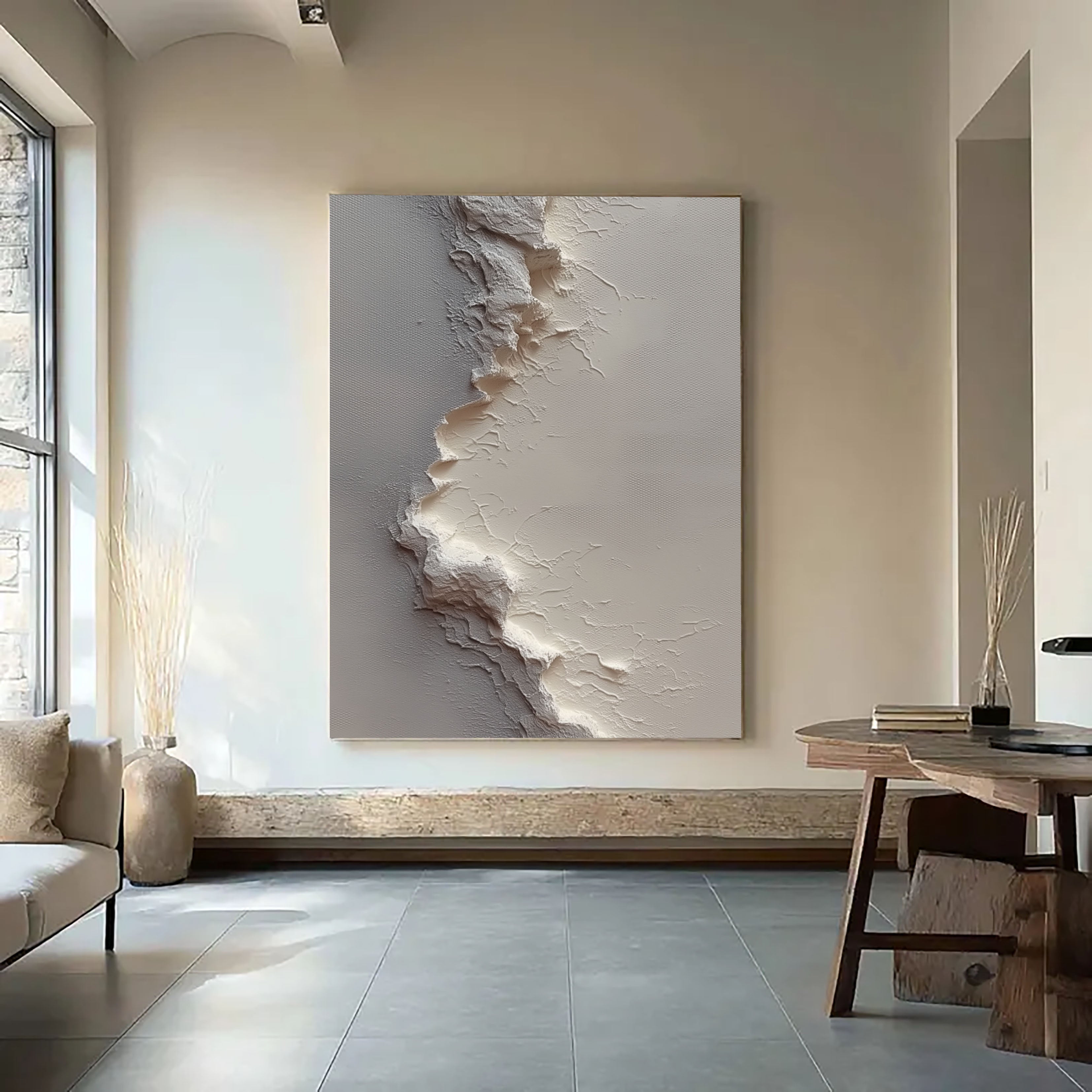 Minimalist Vertical Ridge | White Texture