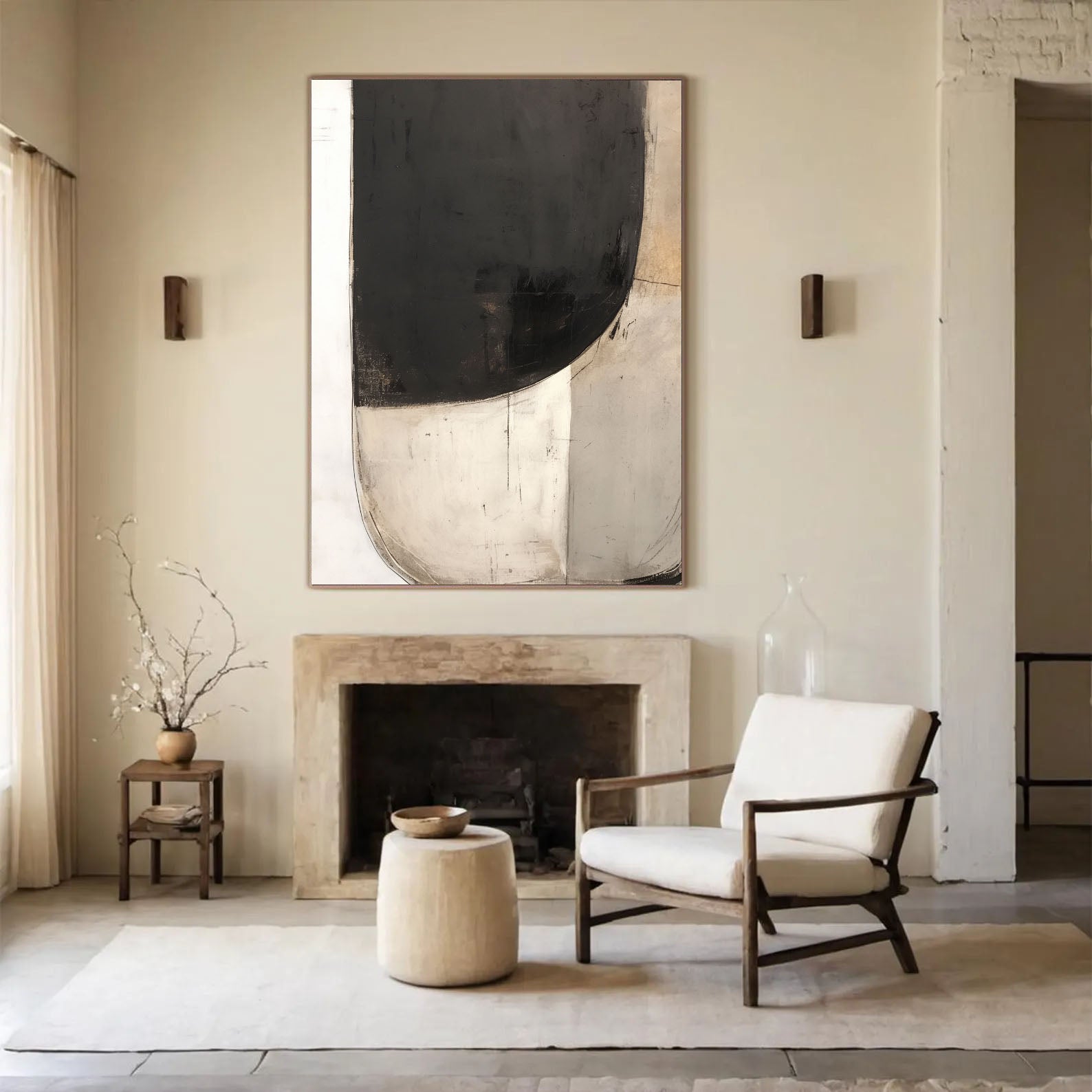 Abstract Curve Sophistication | Black Beige