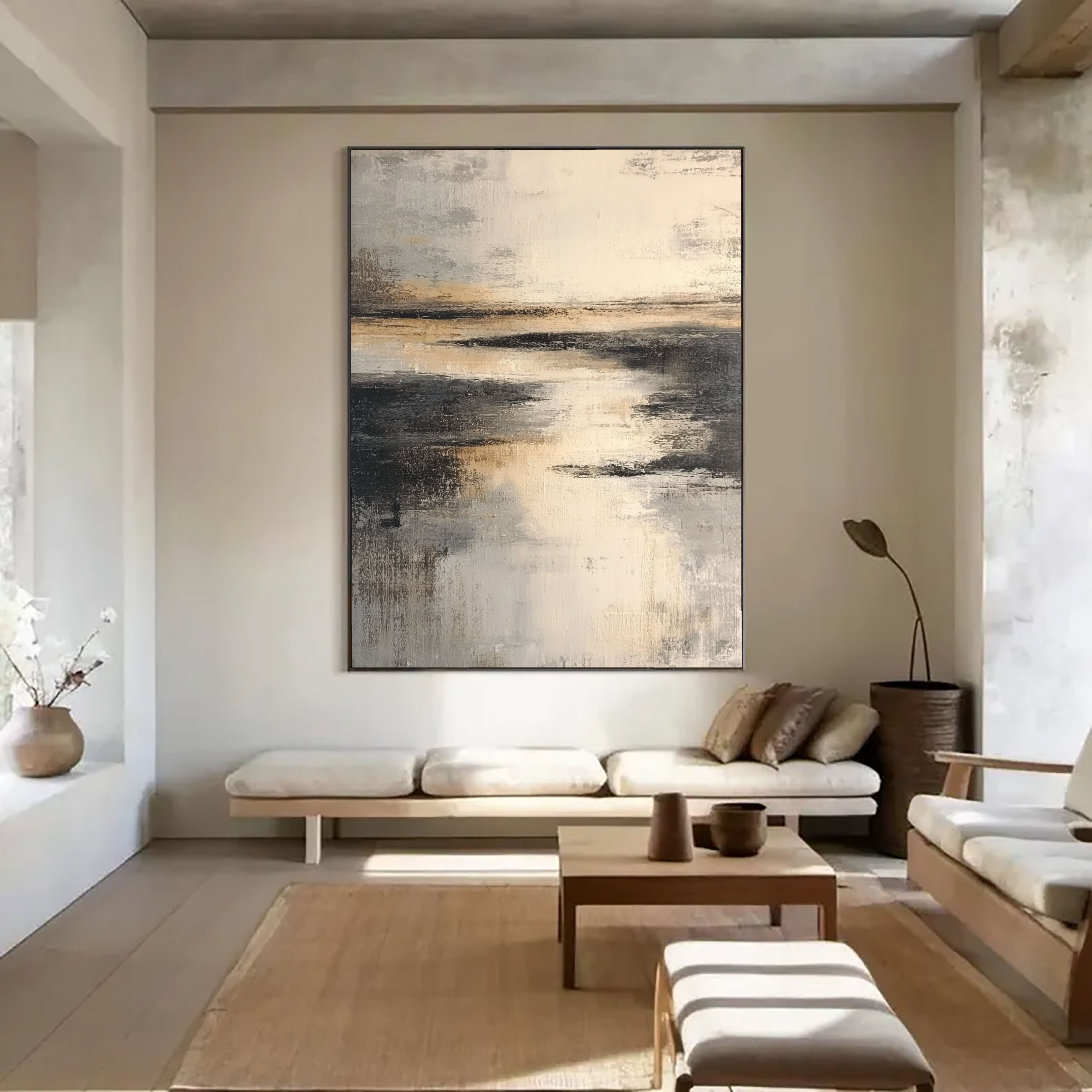 Abstract Metallic Horizon | Gold Grey