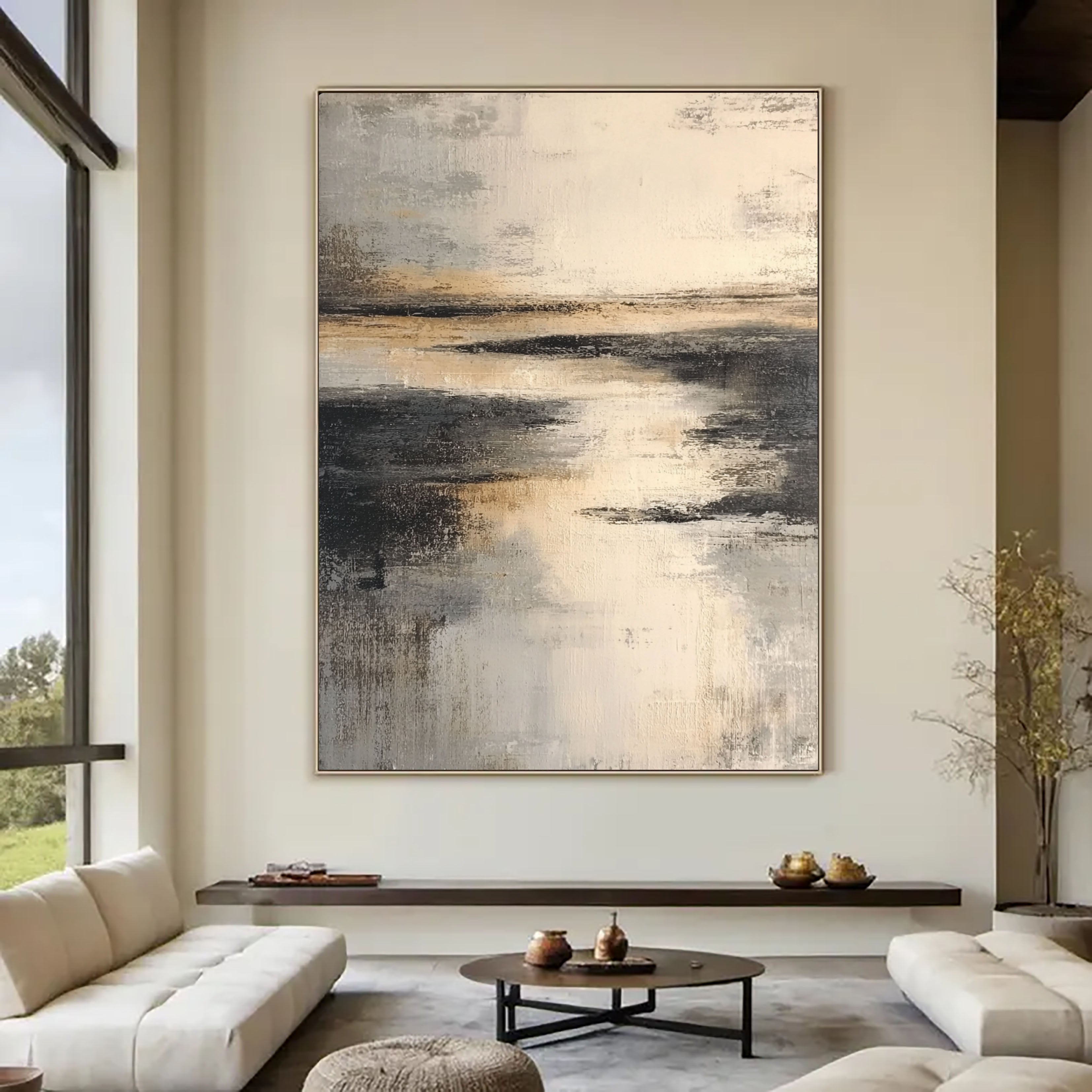 Abstract Metallic Horizon | Gold Grey