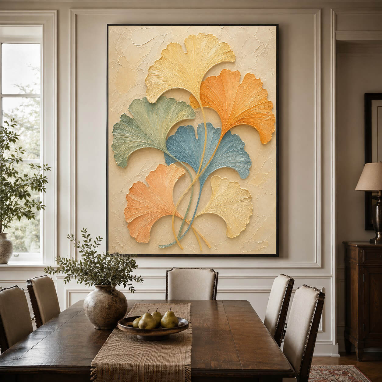 3D-Textured Art | Pastel Ginkgo Swirl
