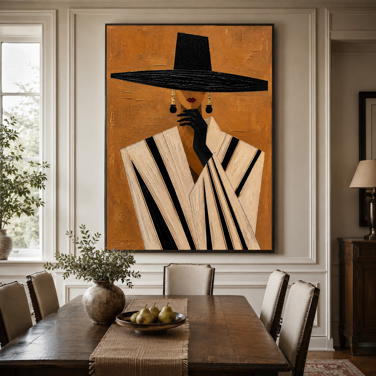 Contemporary Luxe Art | Hat & Striped Poise