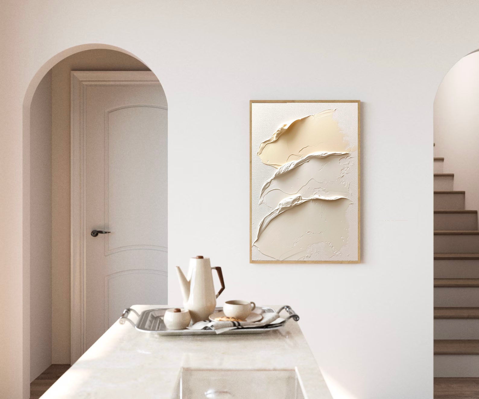 Textured Cream Dynamism | Beige Wave