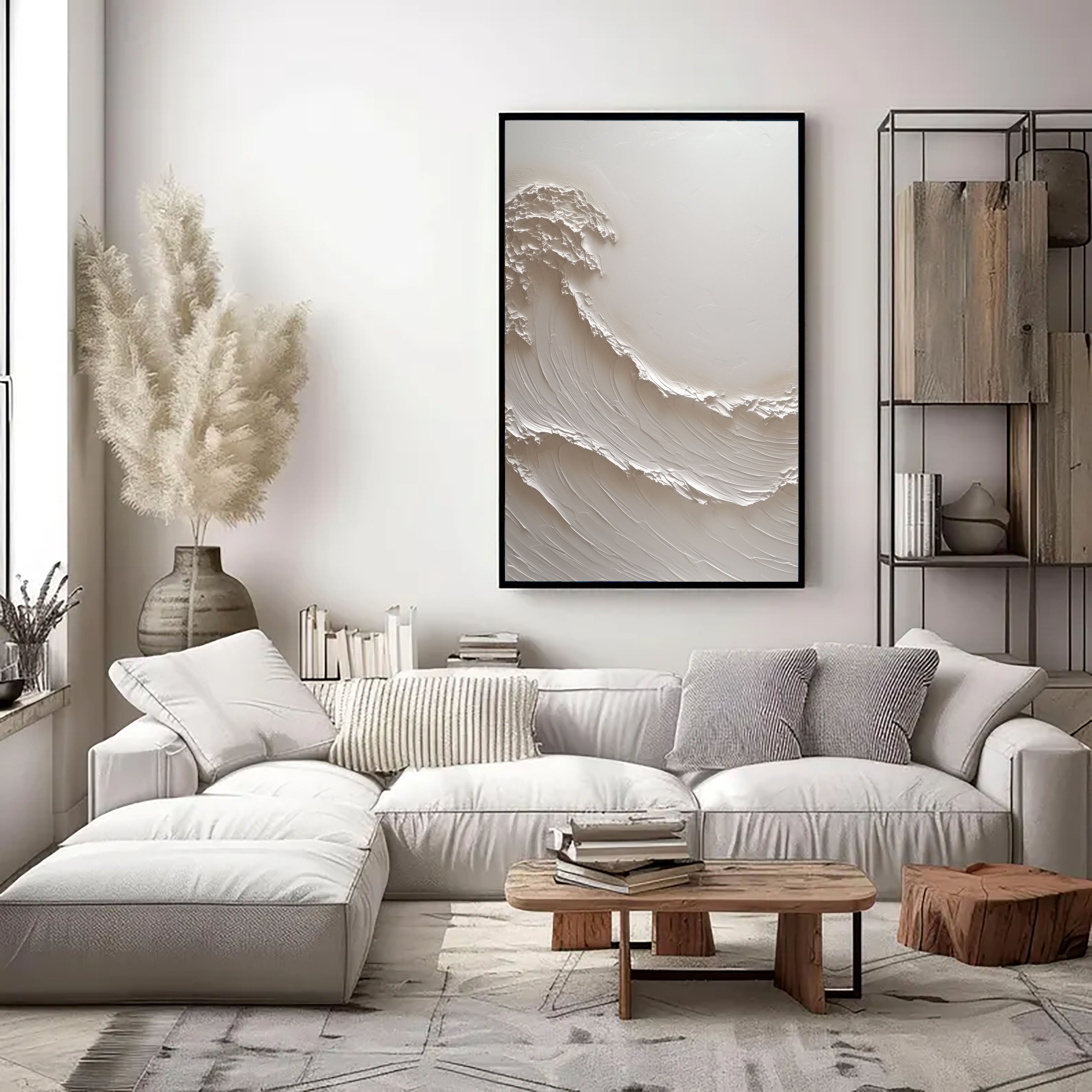 Textured Wave Opulence | White Crest