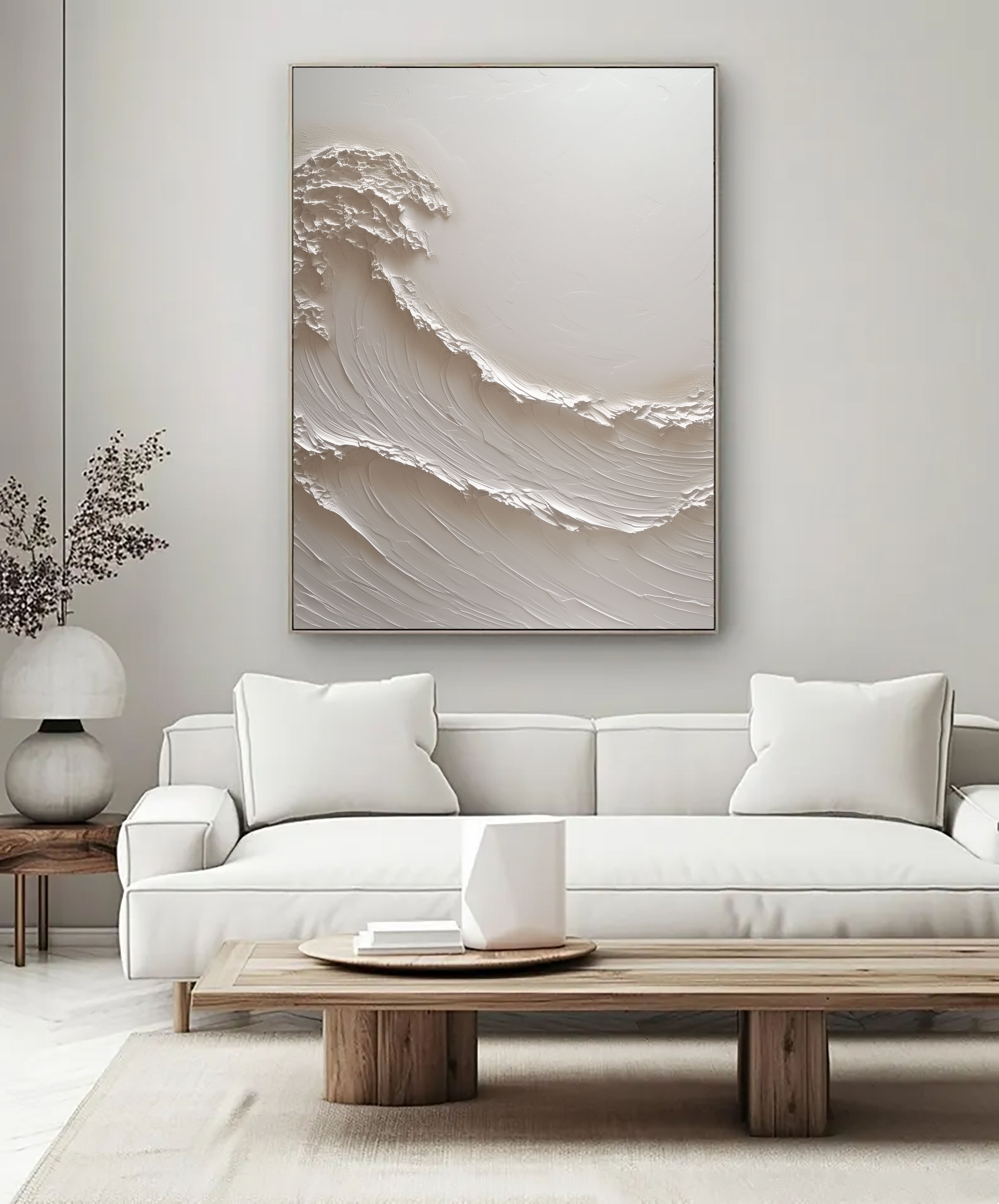 Textured Wave Opulence | White Crest