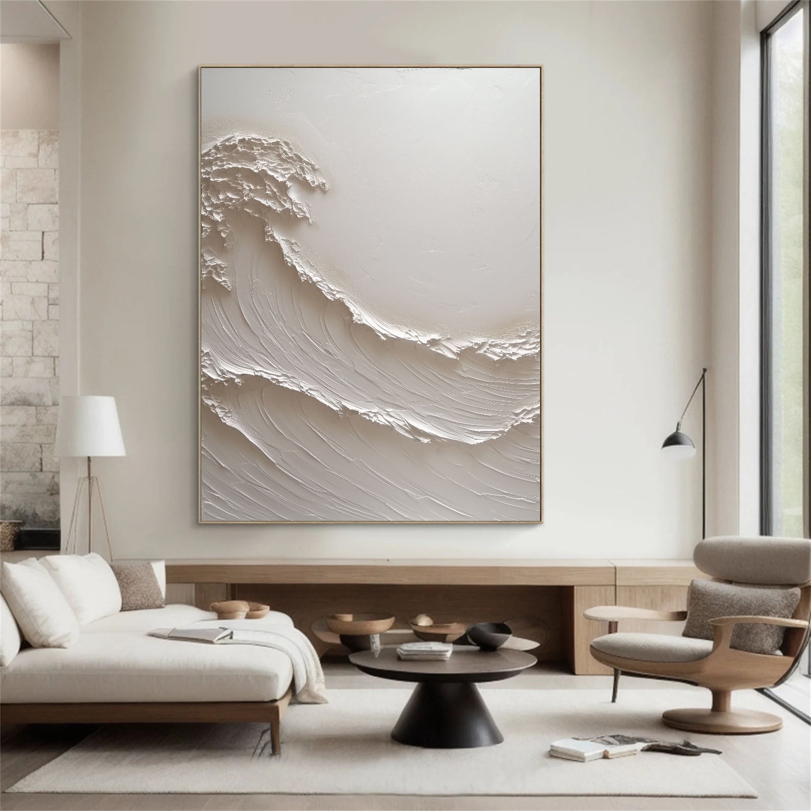 Textured Wave Opulence | White Crest