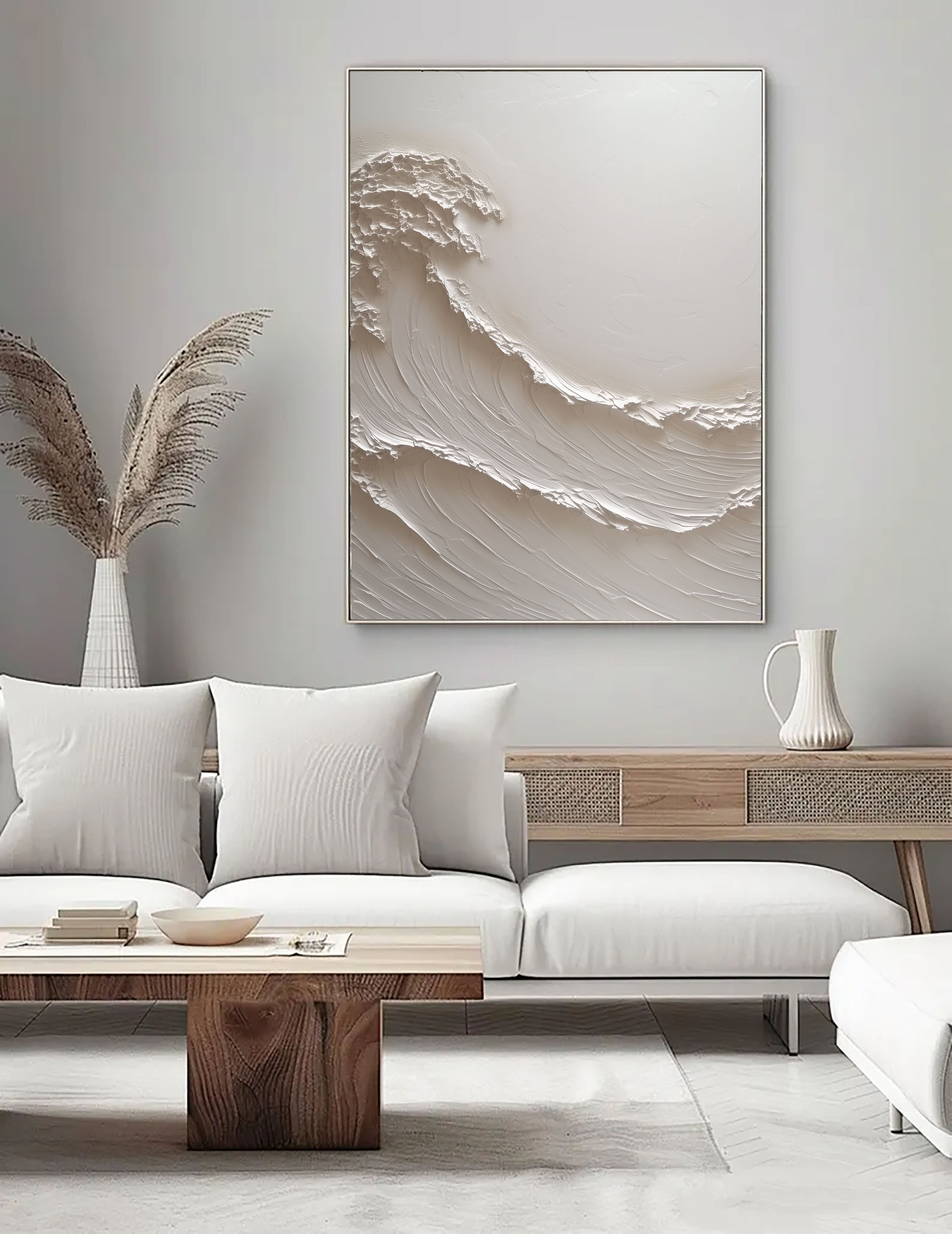 Textured Wave Opulence | White Crest