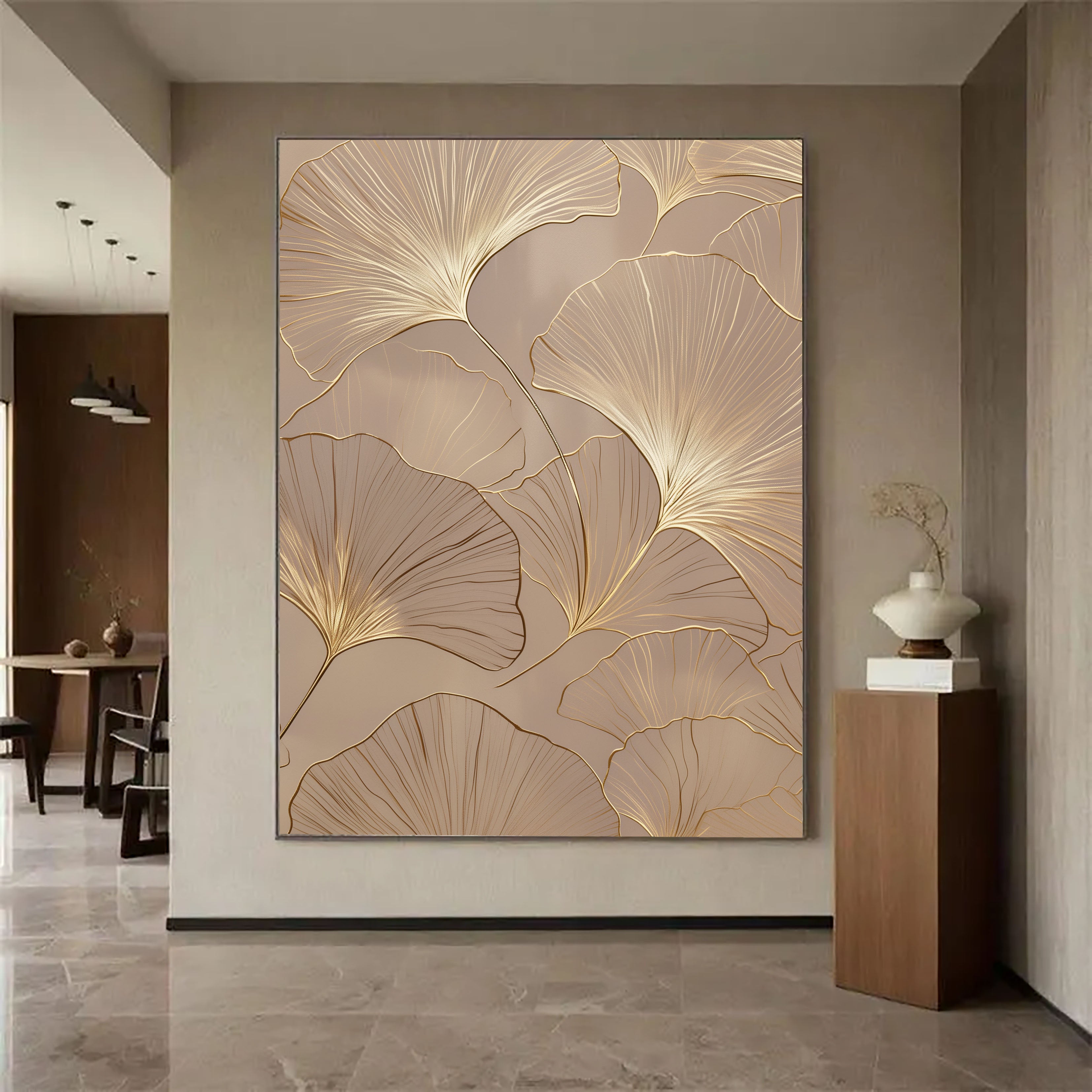 Textured Ginkgo Opulence | Golden Leaf