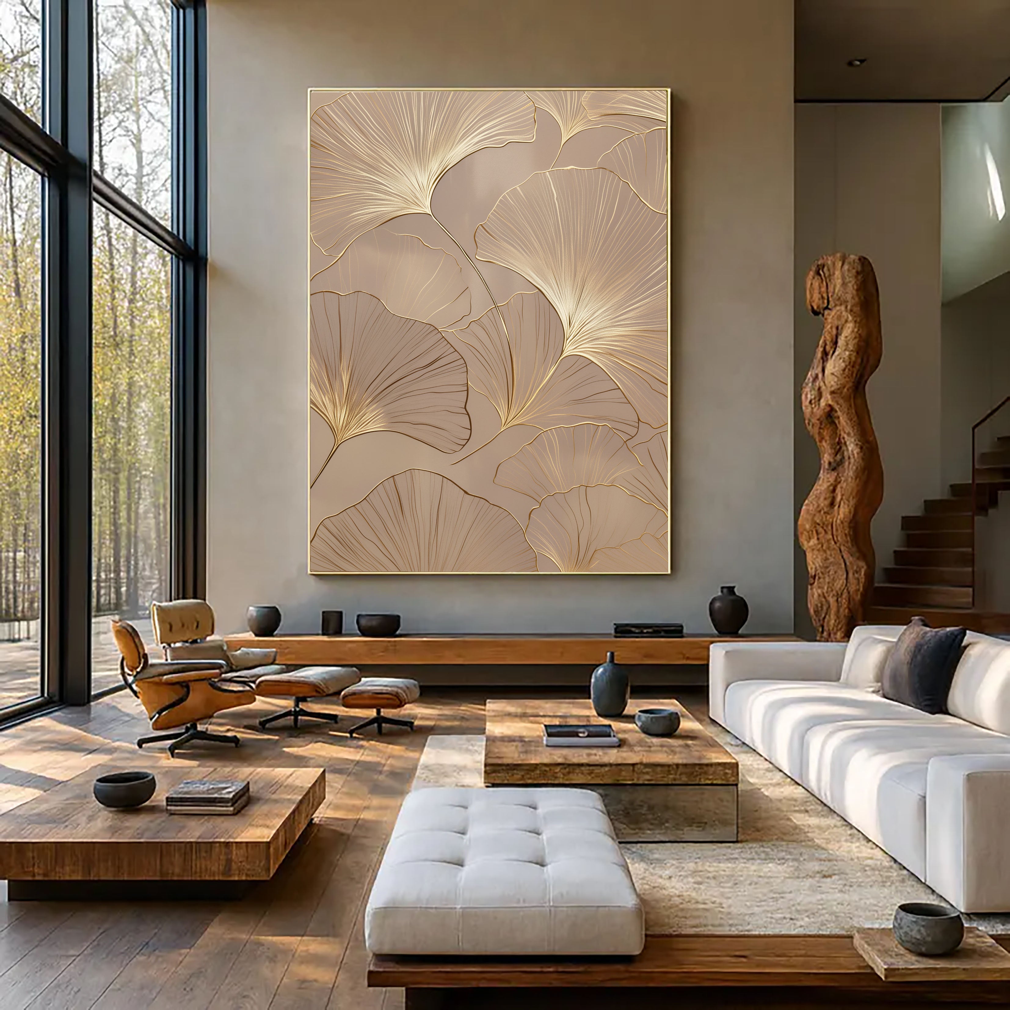 Textured Ginkgo Opulence | Golden Leaf