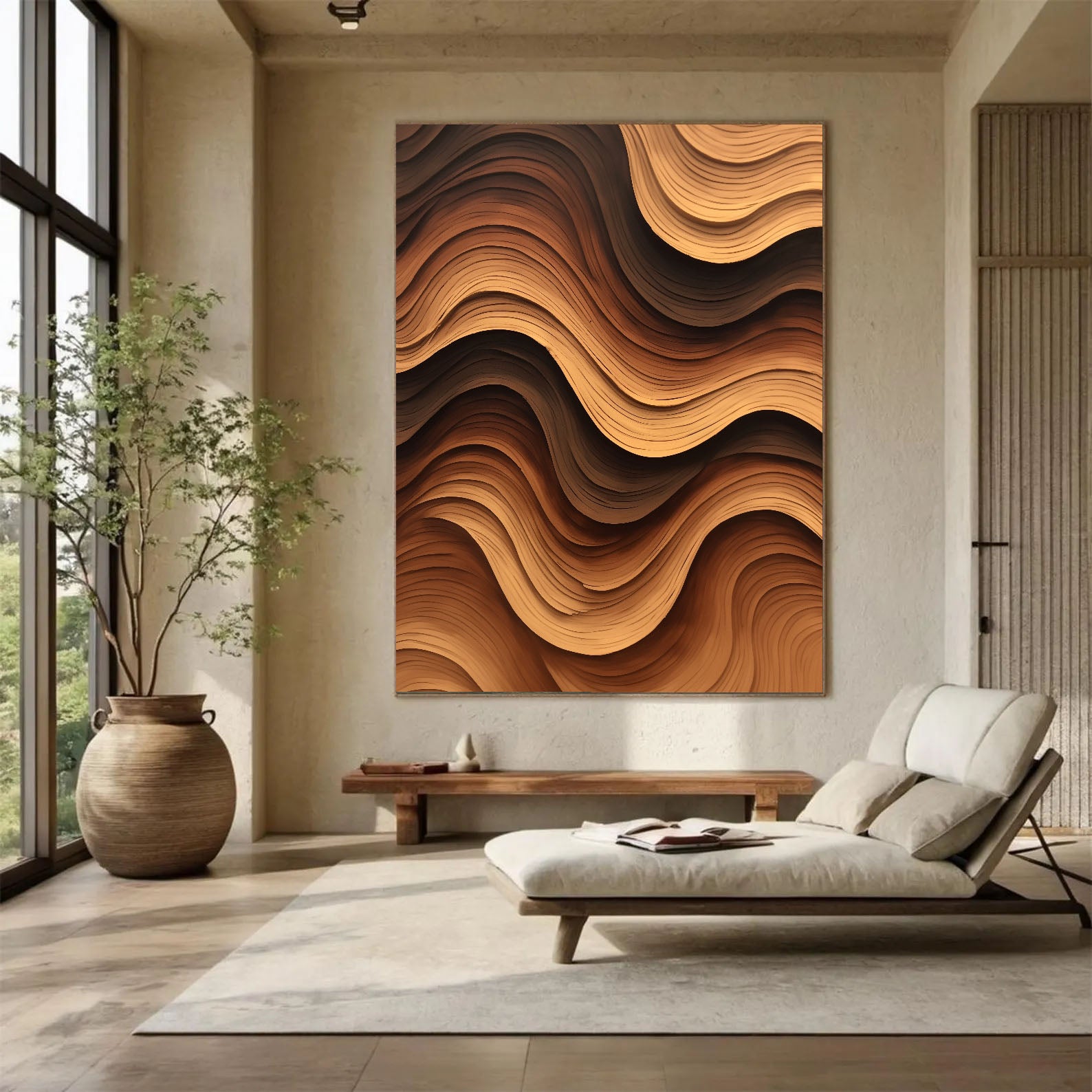 Textured Wave Opulence | Brown Rhythm