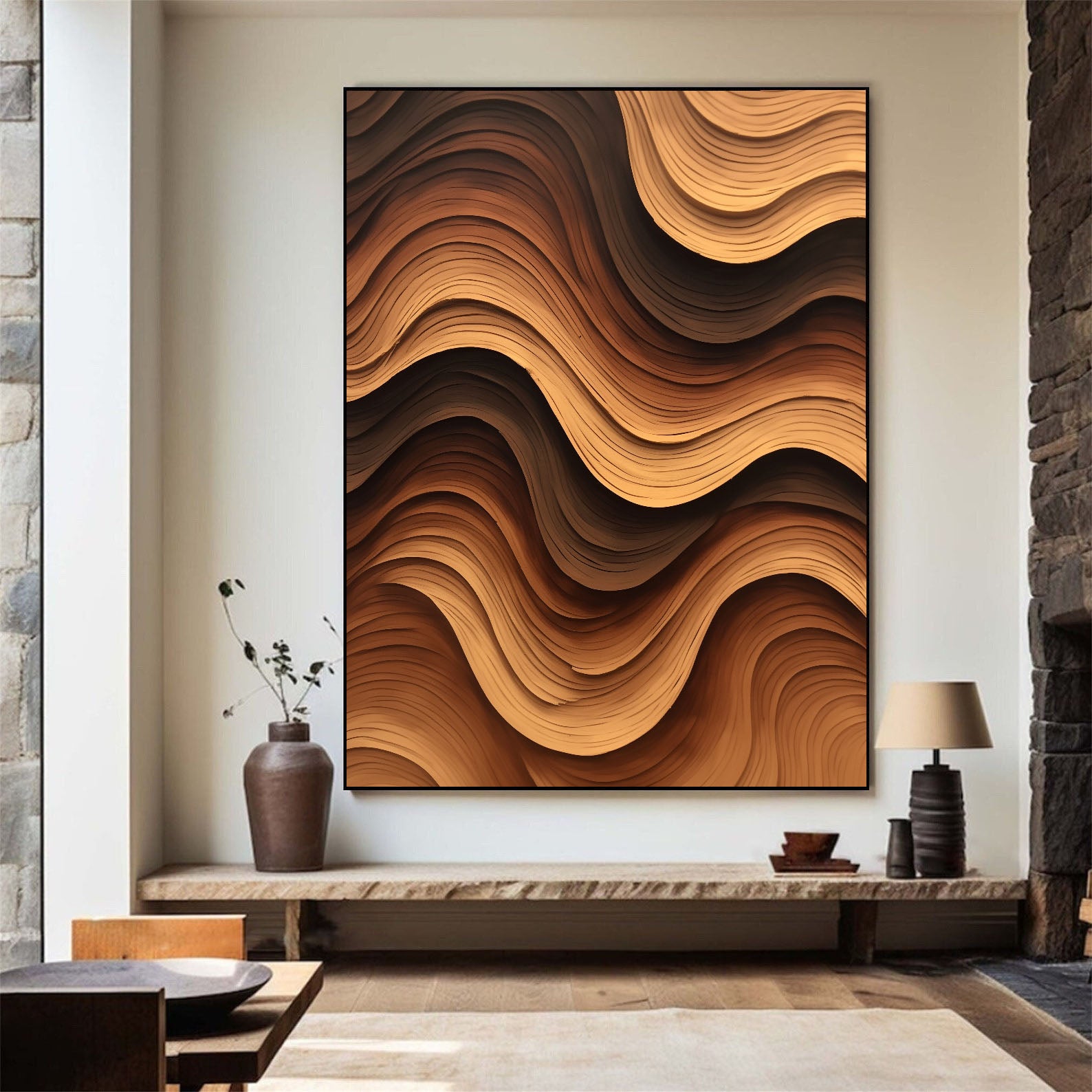 Textured Wave Opulence | Brown Rhythm