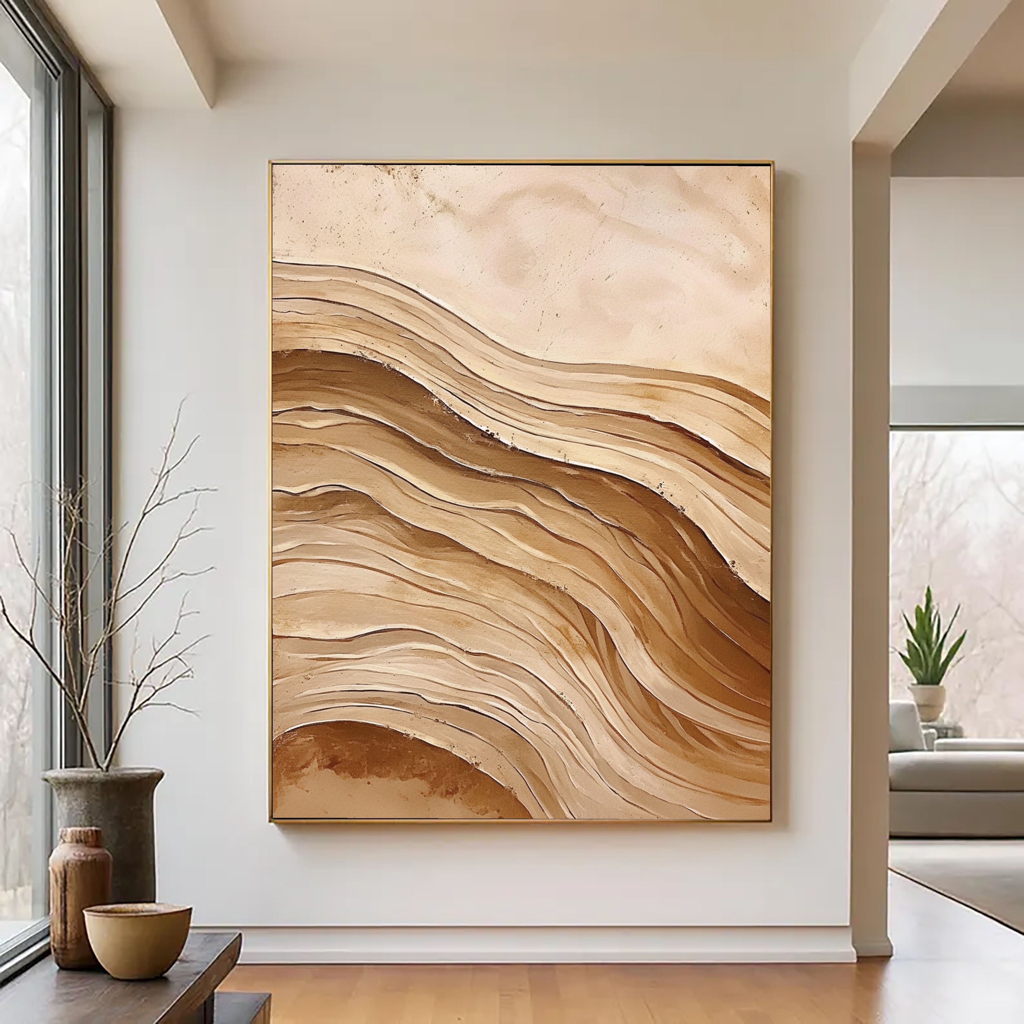 Textured Dune Opulence | Beige Wave