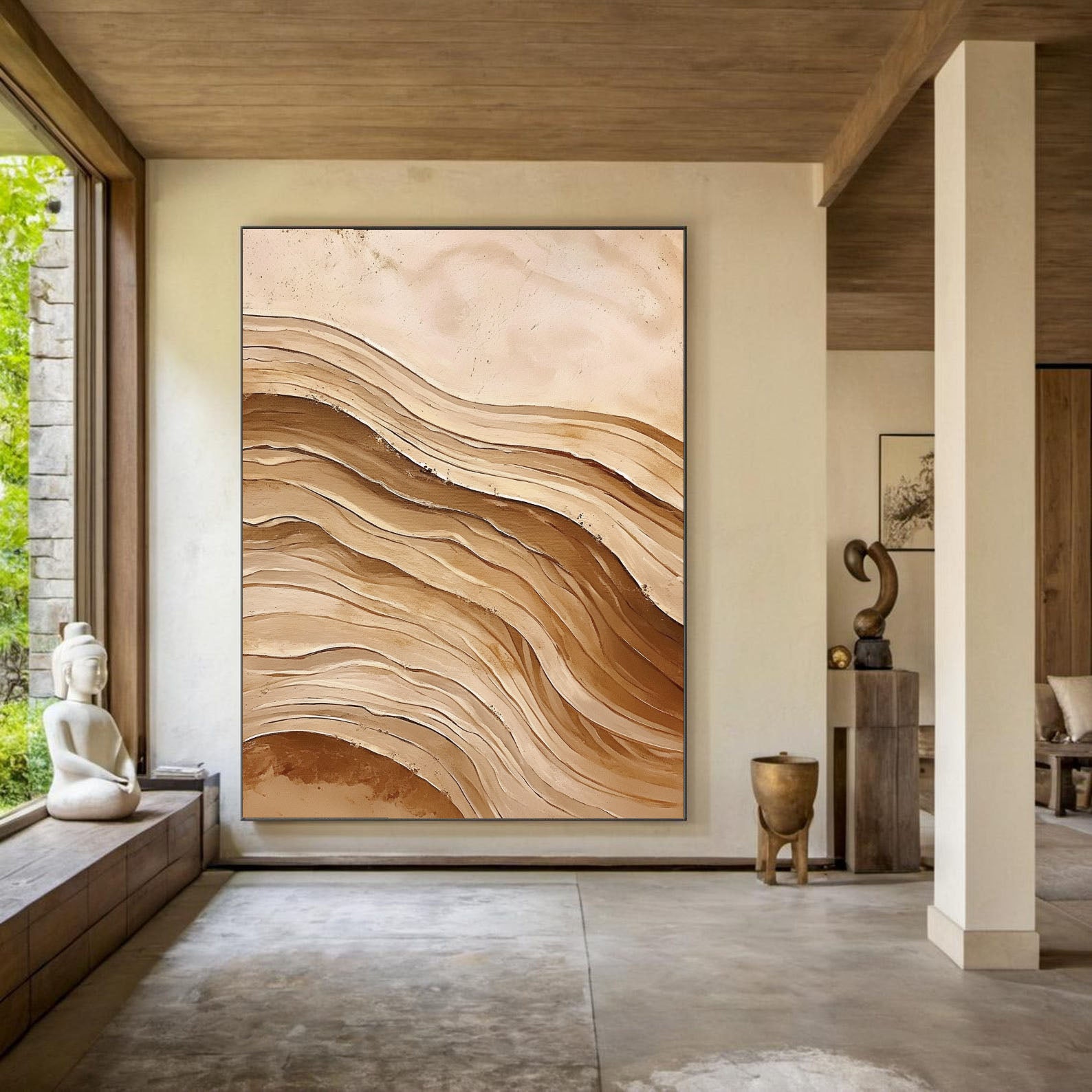 Textured Dune Opulence | Beige Wave