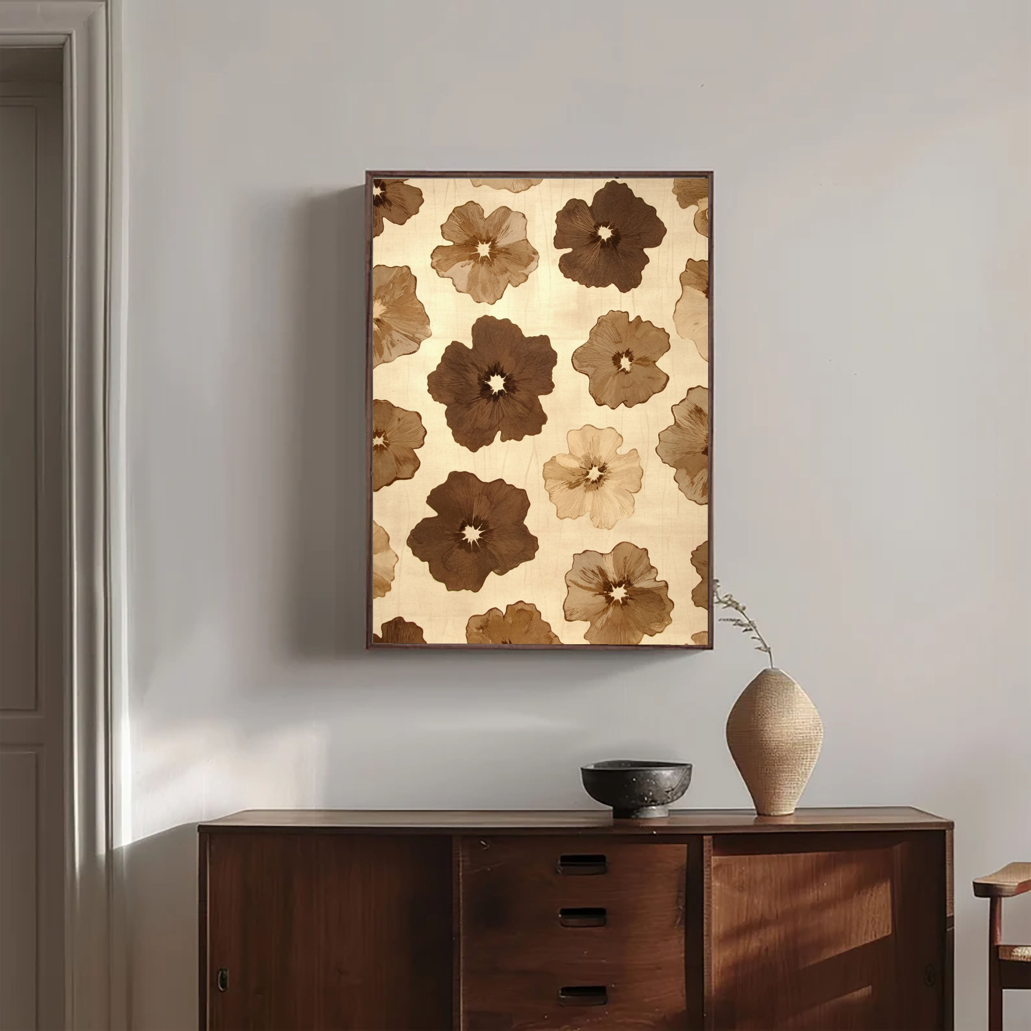 Textured Floral Opulence | Brown Bloom