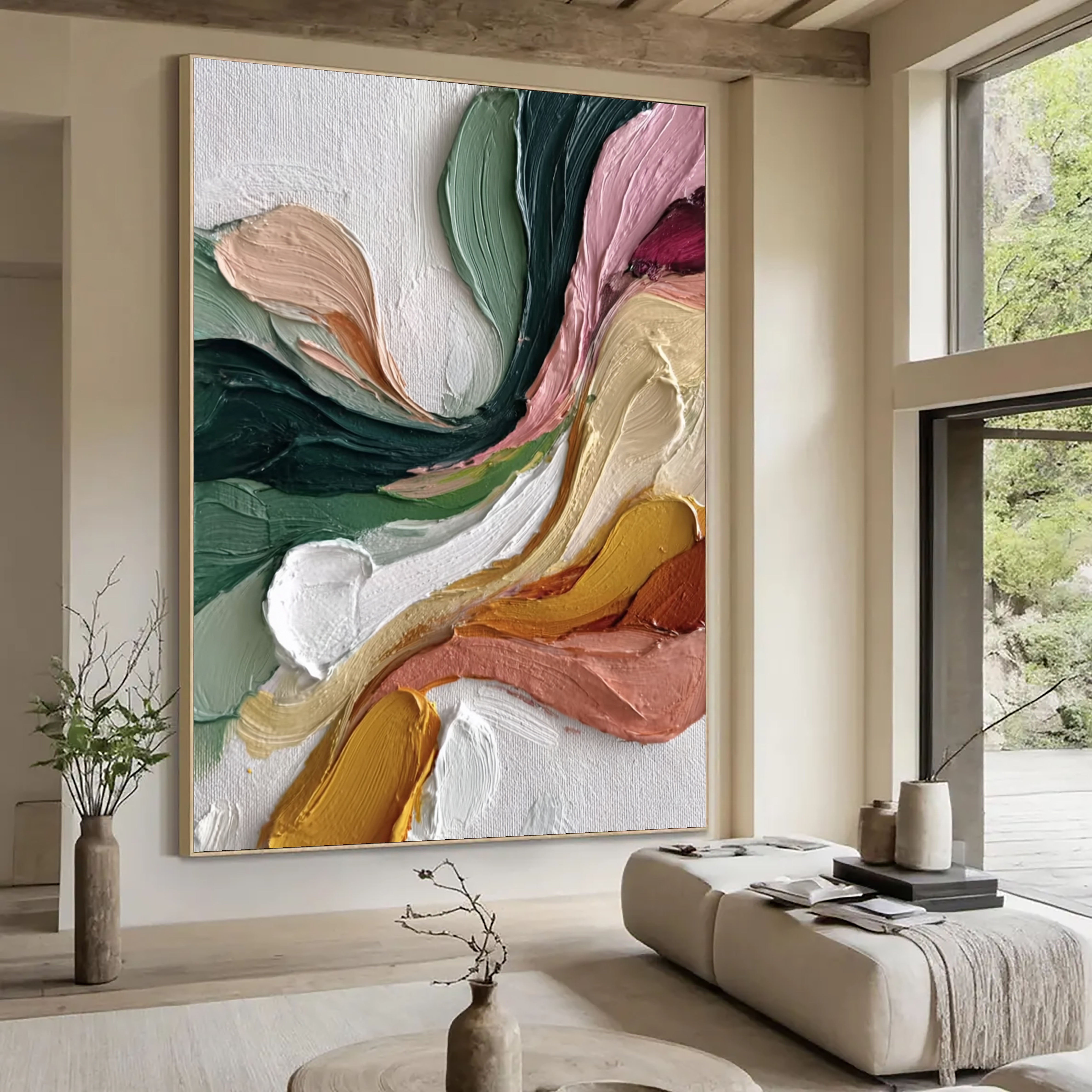 Textured Flowing Vitality | Pink Green