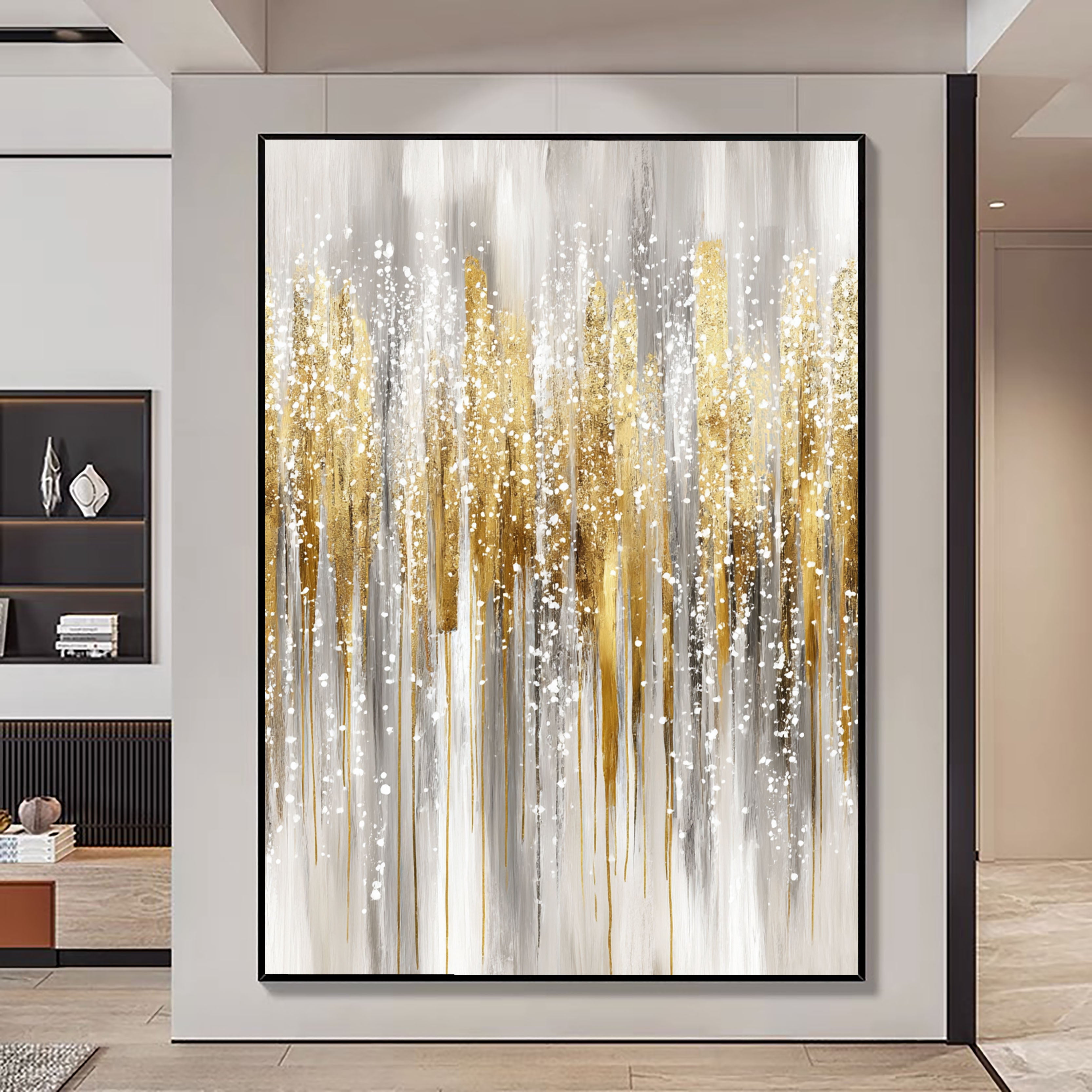 Textured Gilded Streaks | Grey Gold