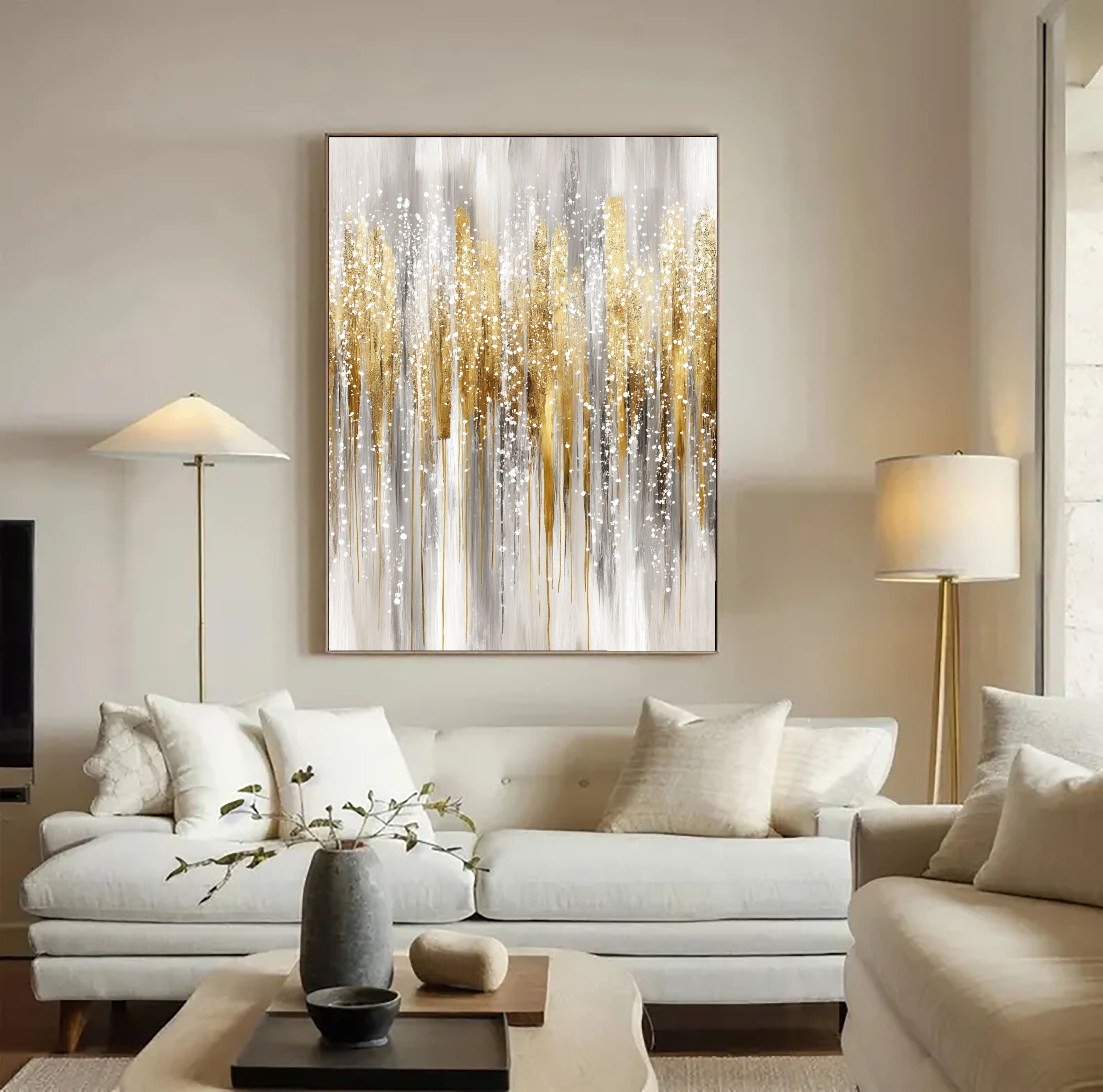 Textured Gilded Streaks | Grey Gold
