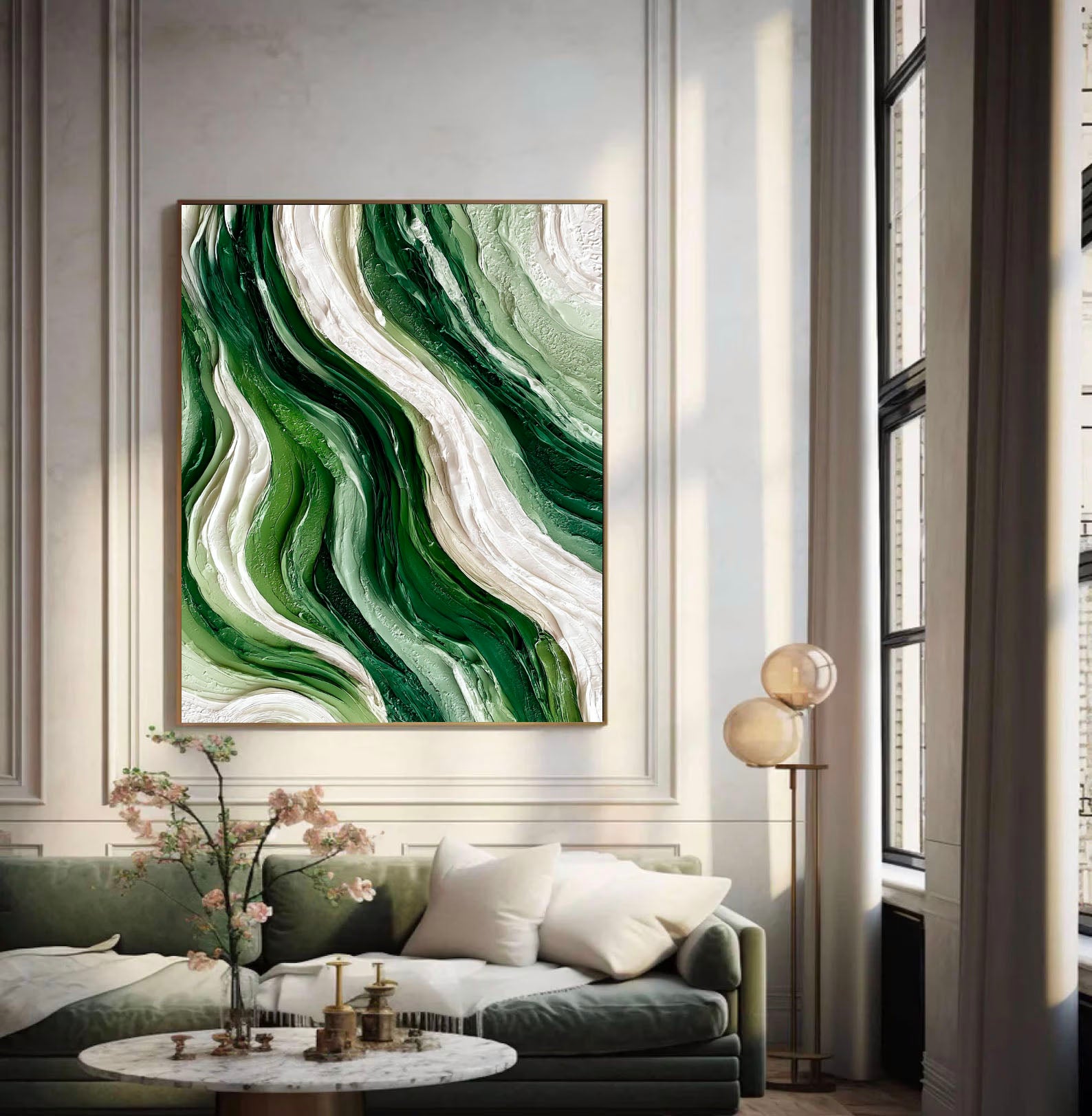 Textured Flowing Vitality | Green White