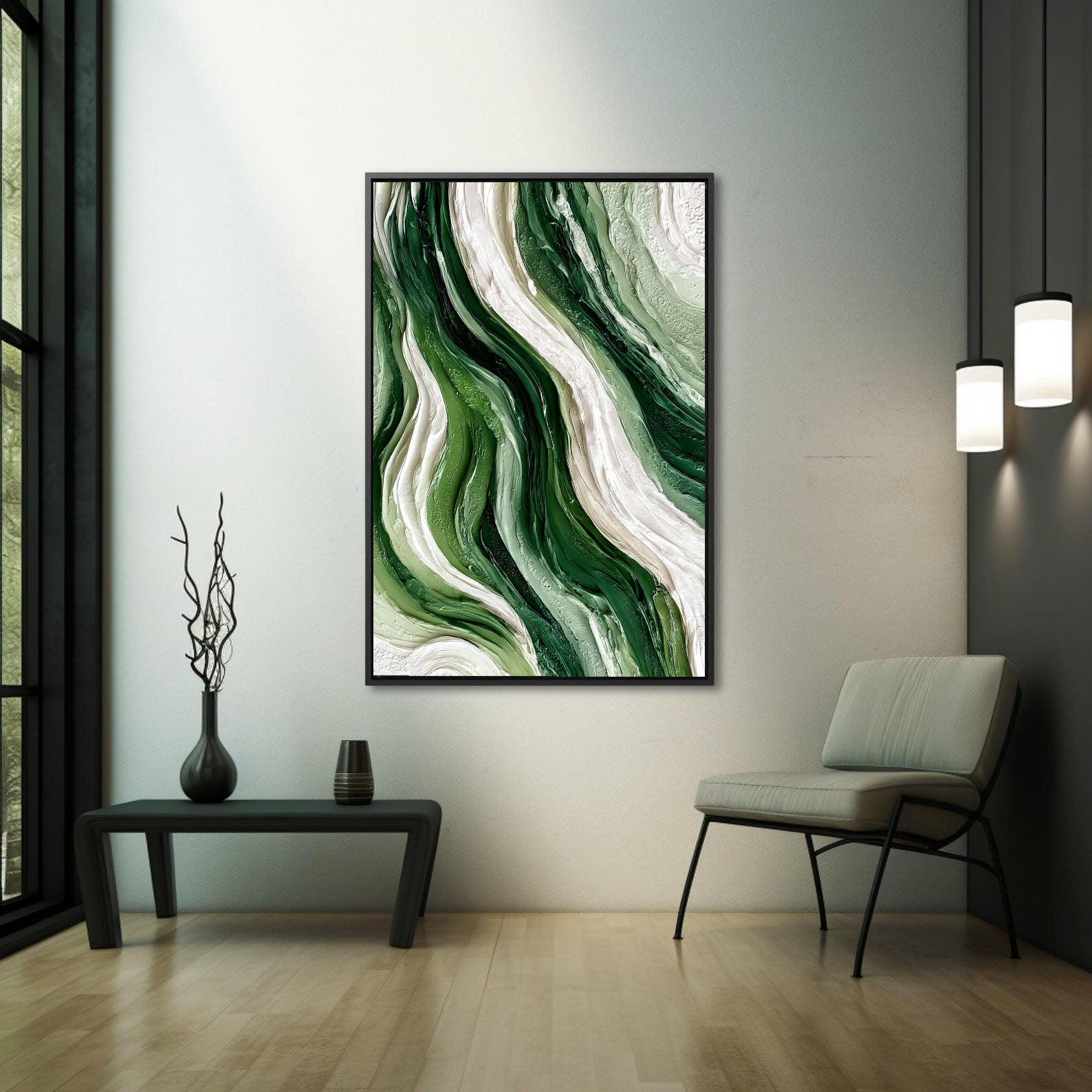 Textured Flowing Vitality | Green White