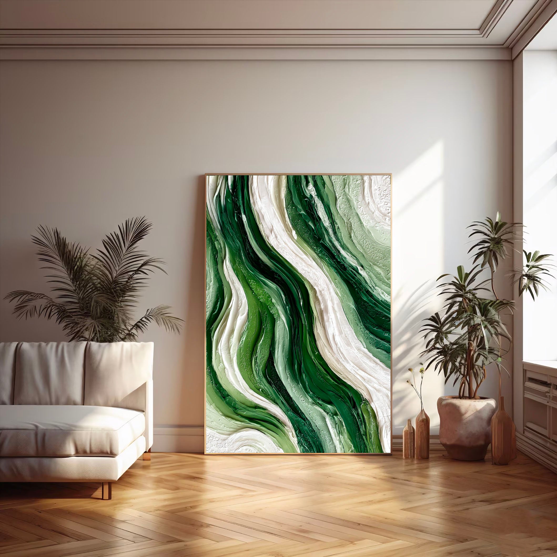 Textured Flowing Vitality | Green White