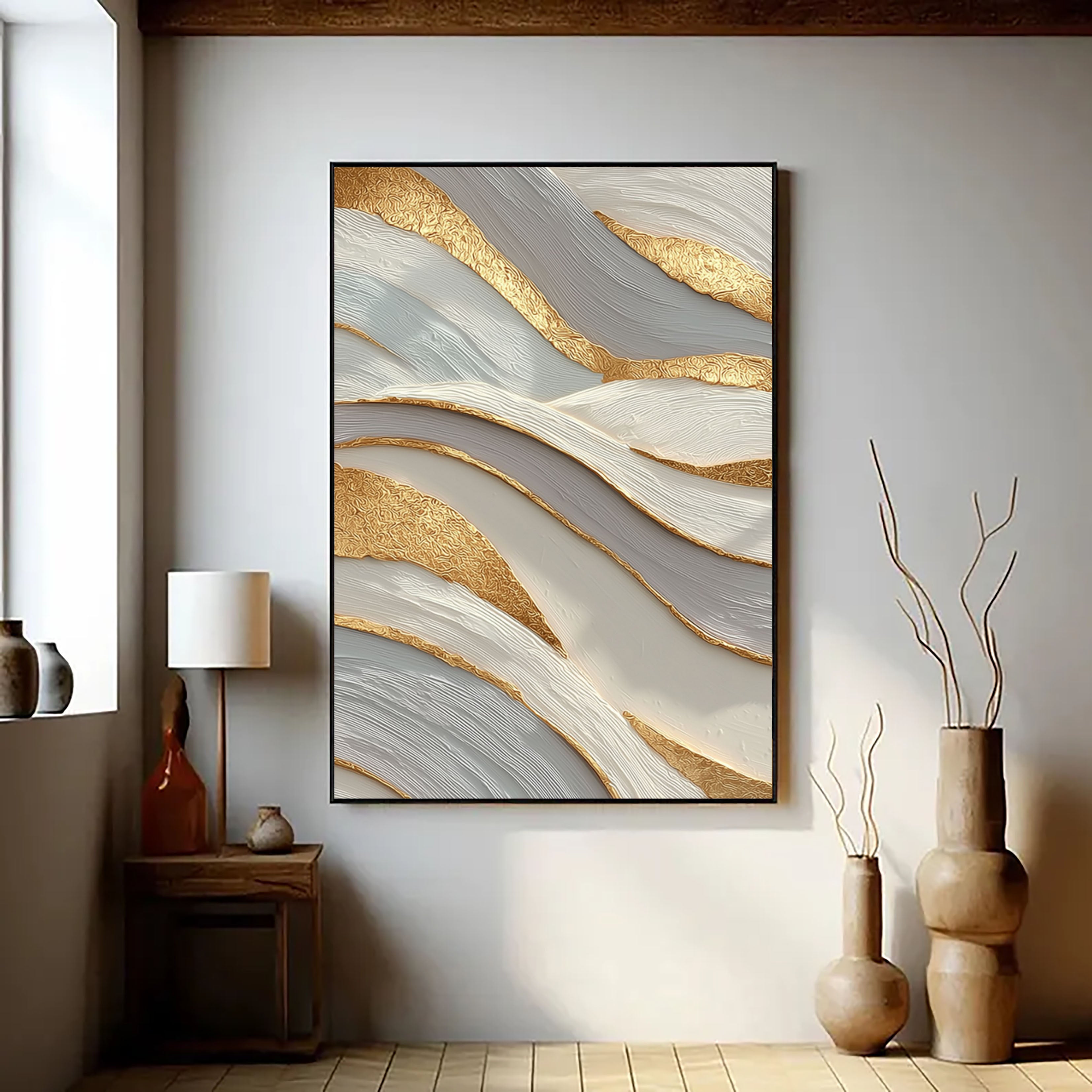 Luxurious Textured Waves | Gold Leaf
