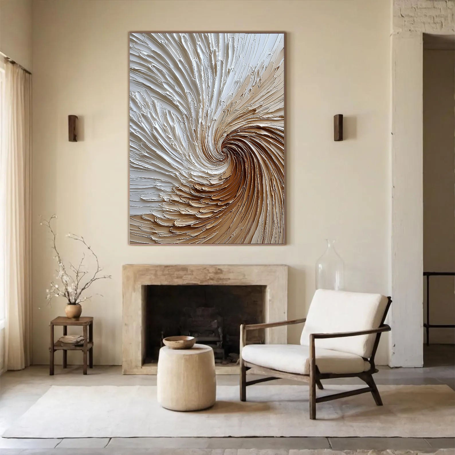 Textured Spiral Opulence | Beige Swirl