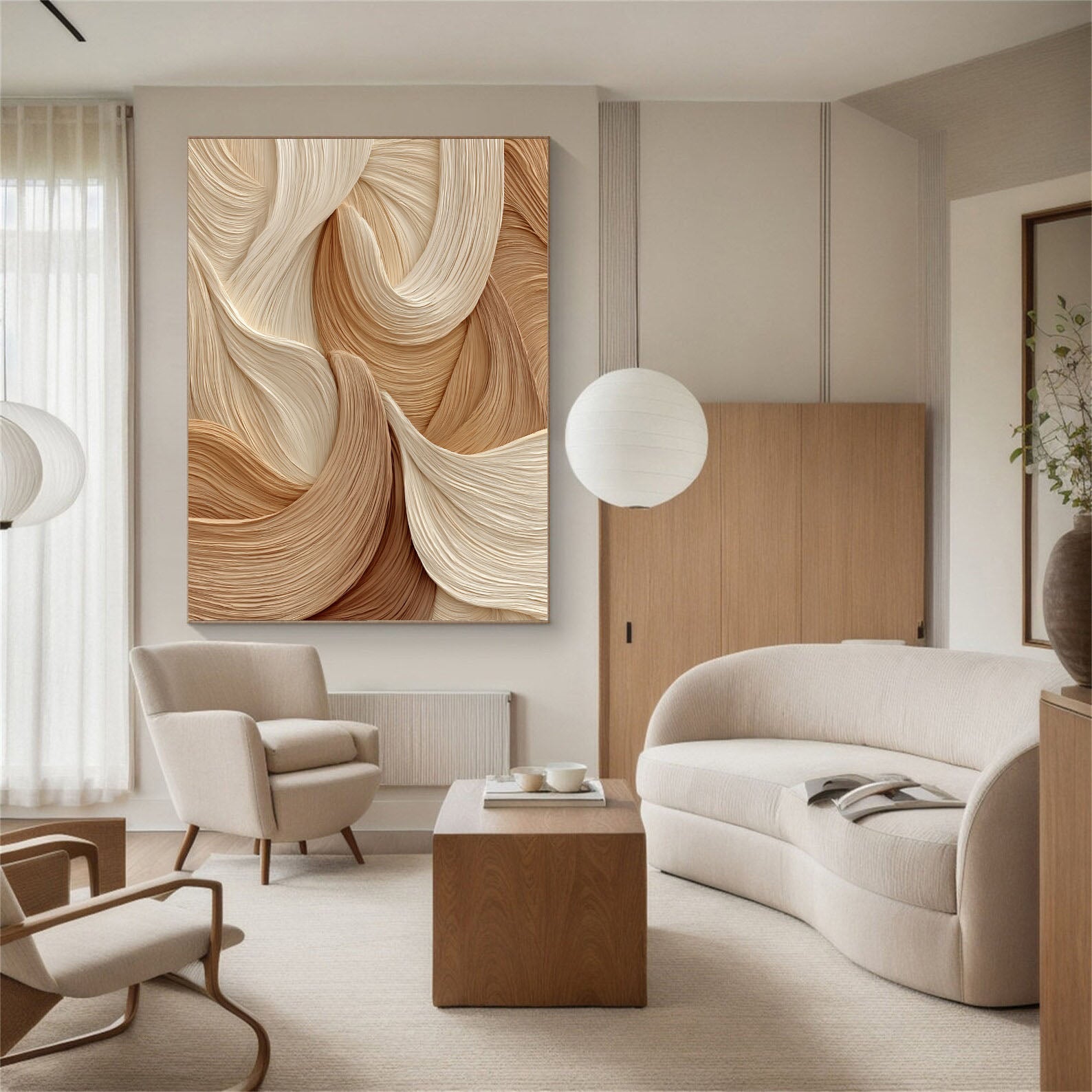 Textured Flowing Opulence | Beige Waves