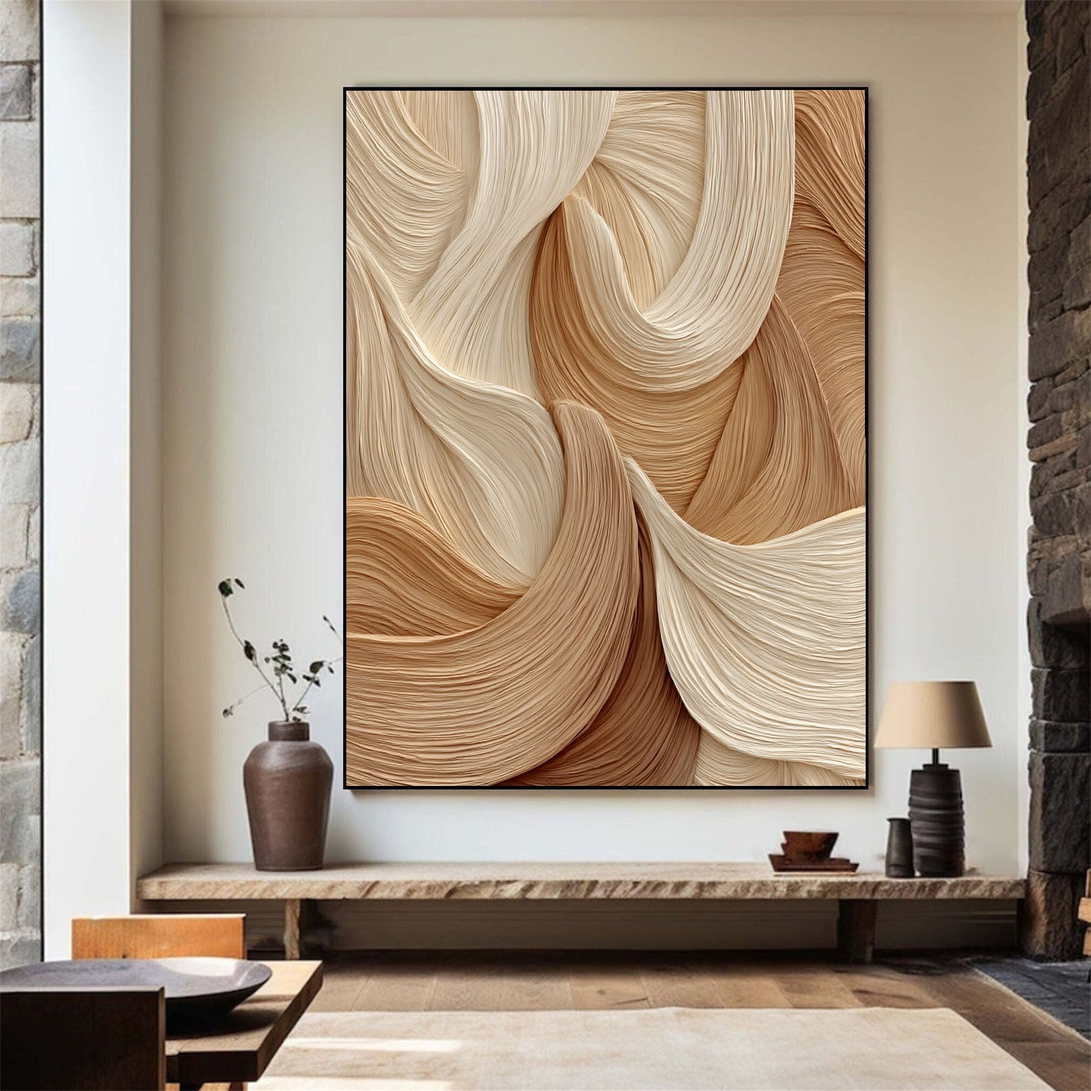 Textured Flowing Opulence | Beige Waves