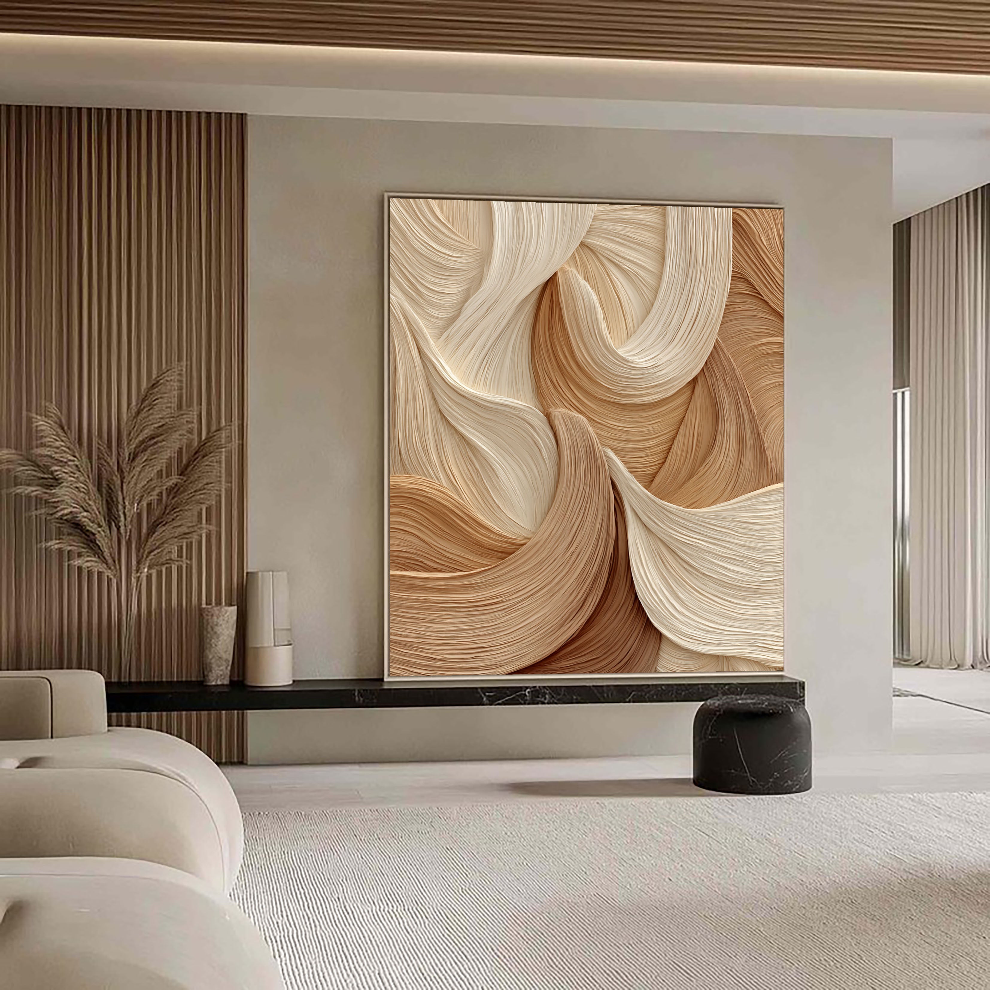 Textured Flowing Opulence | Beige Waves