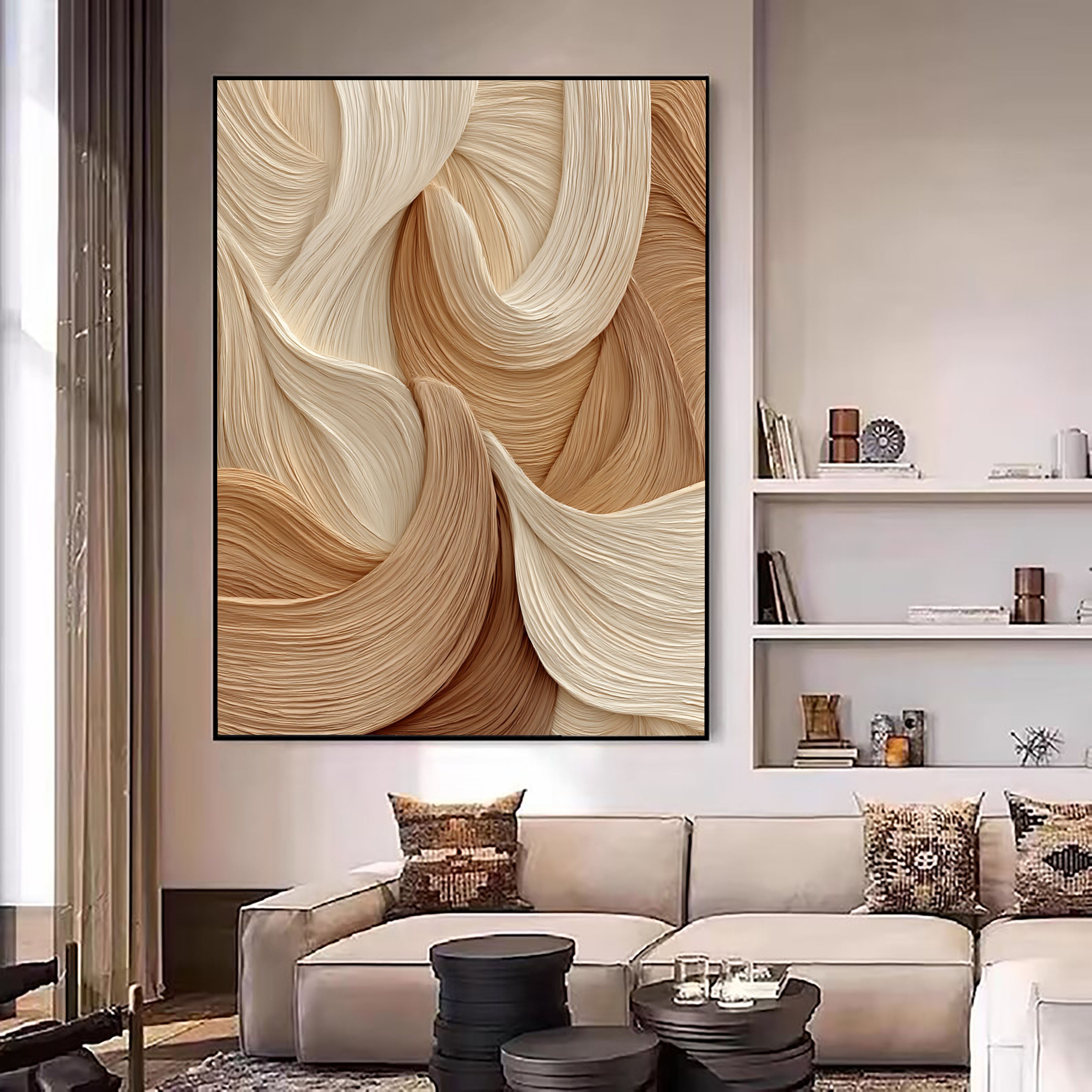 Textured Flowing Opulence | Beige Waves