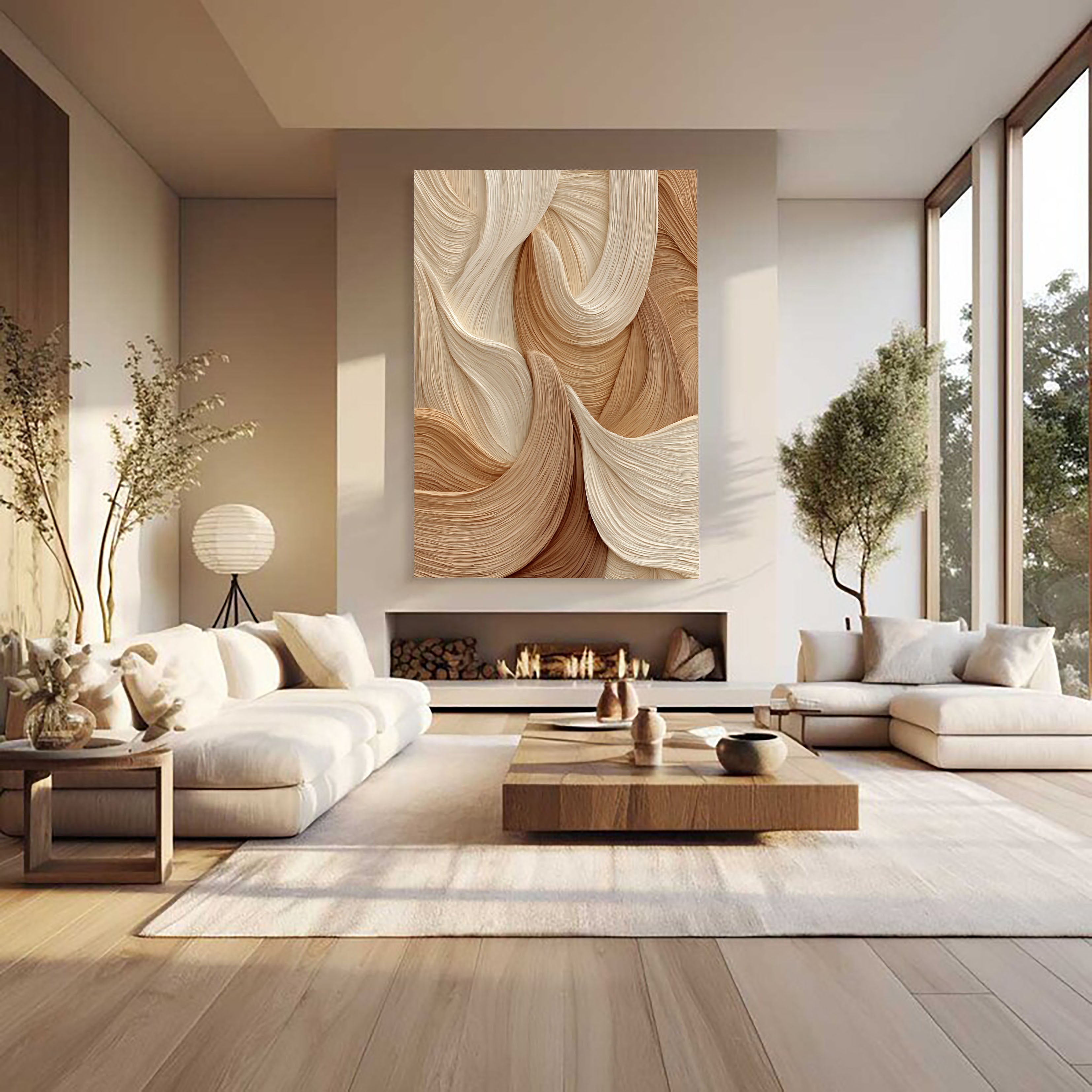 Textured Flowing Opulence | Beige Waves