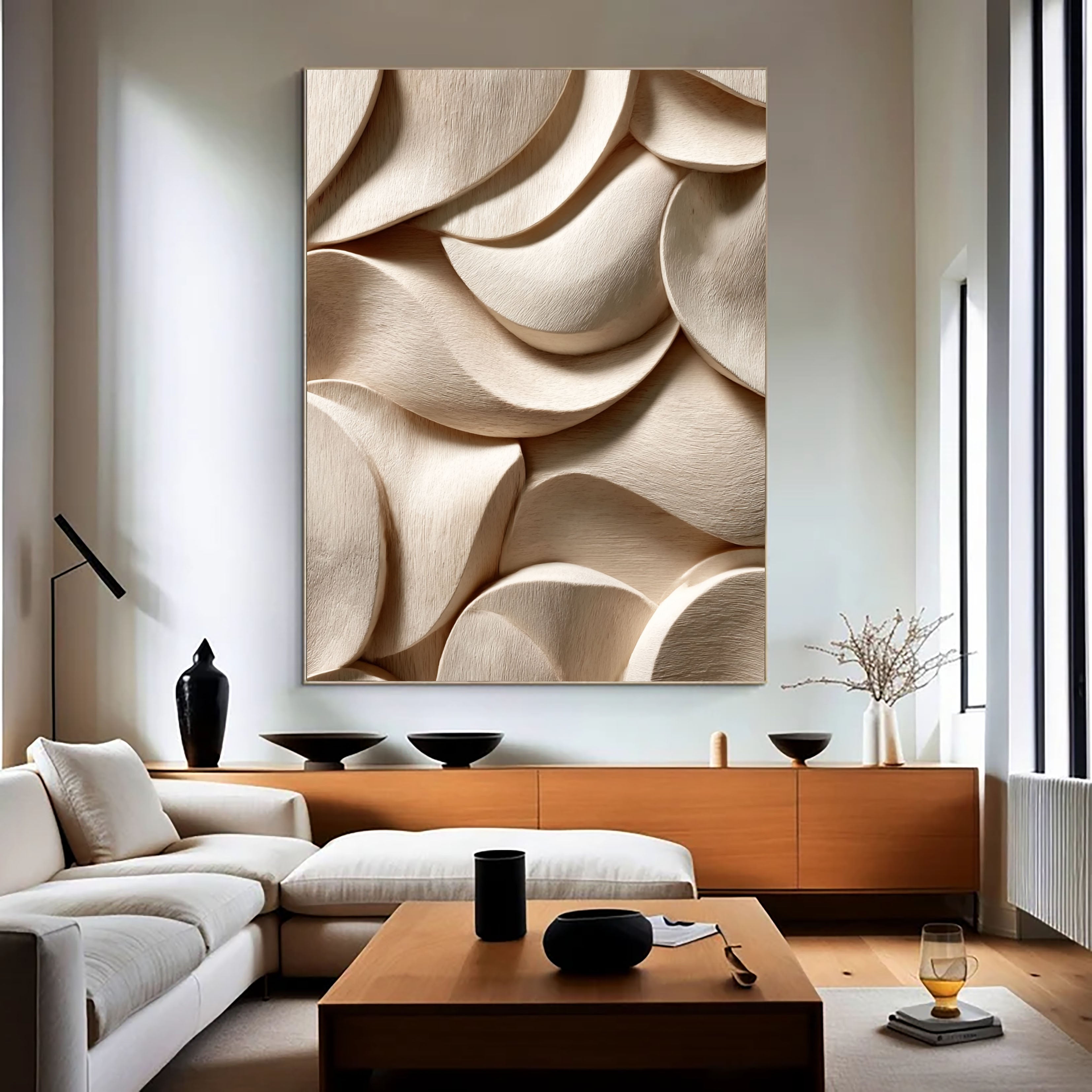 Strukturiertes Holz: Opulenz | Cremefarbene Kurven