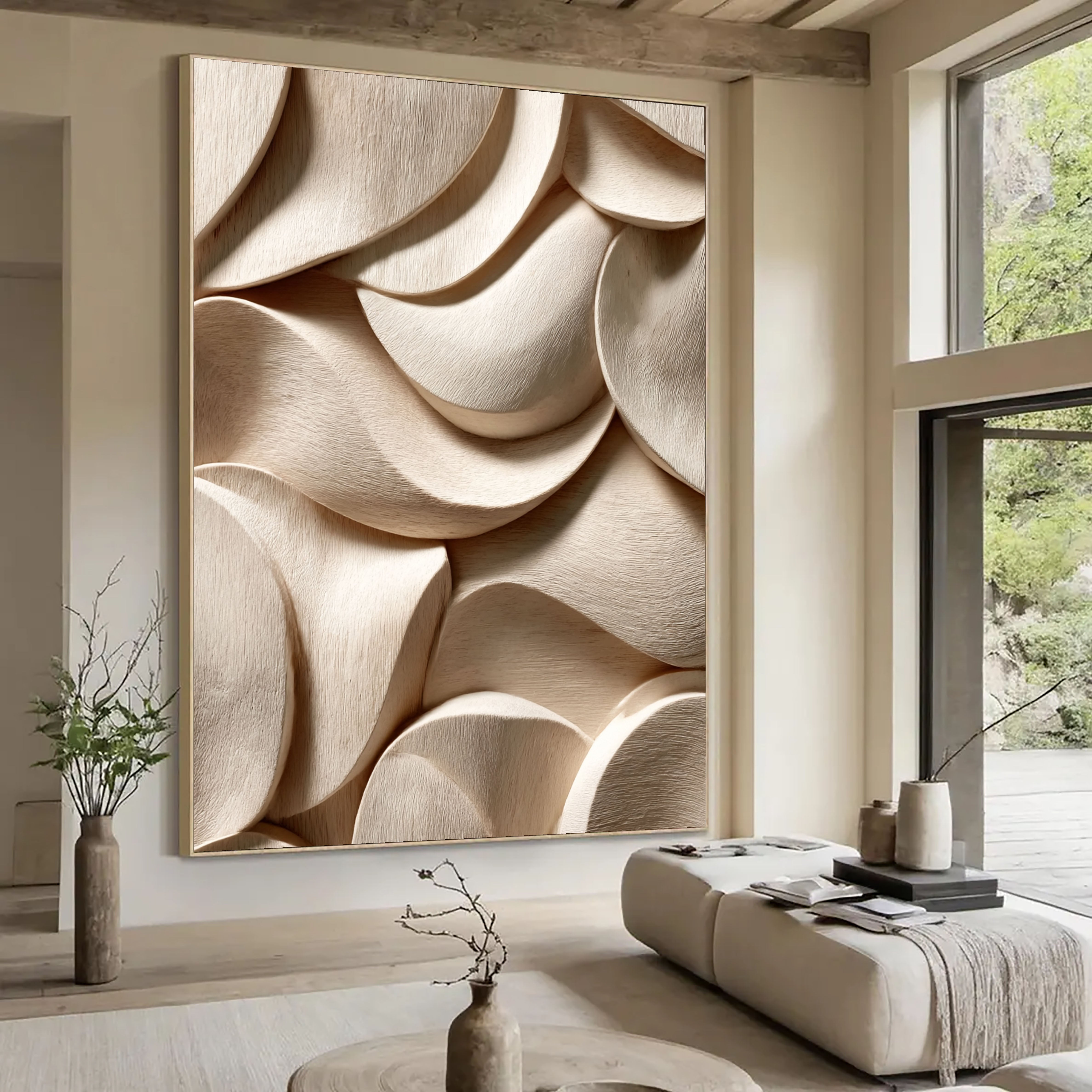 Strukturiertes Holz: Opulenz | Cremefarbene Kurven