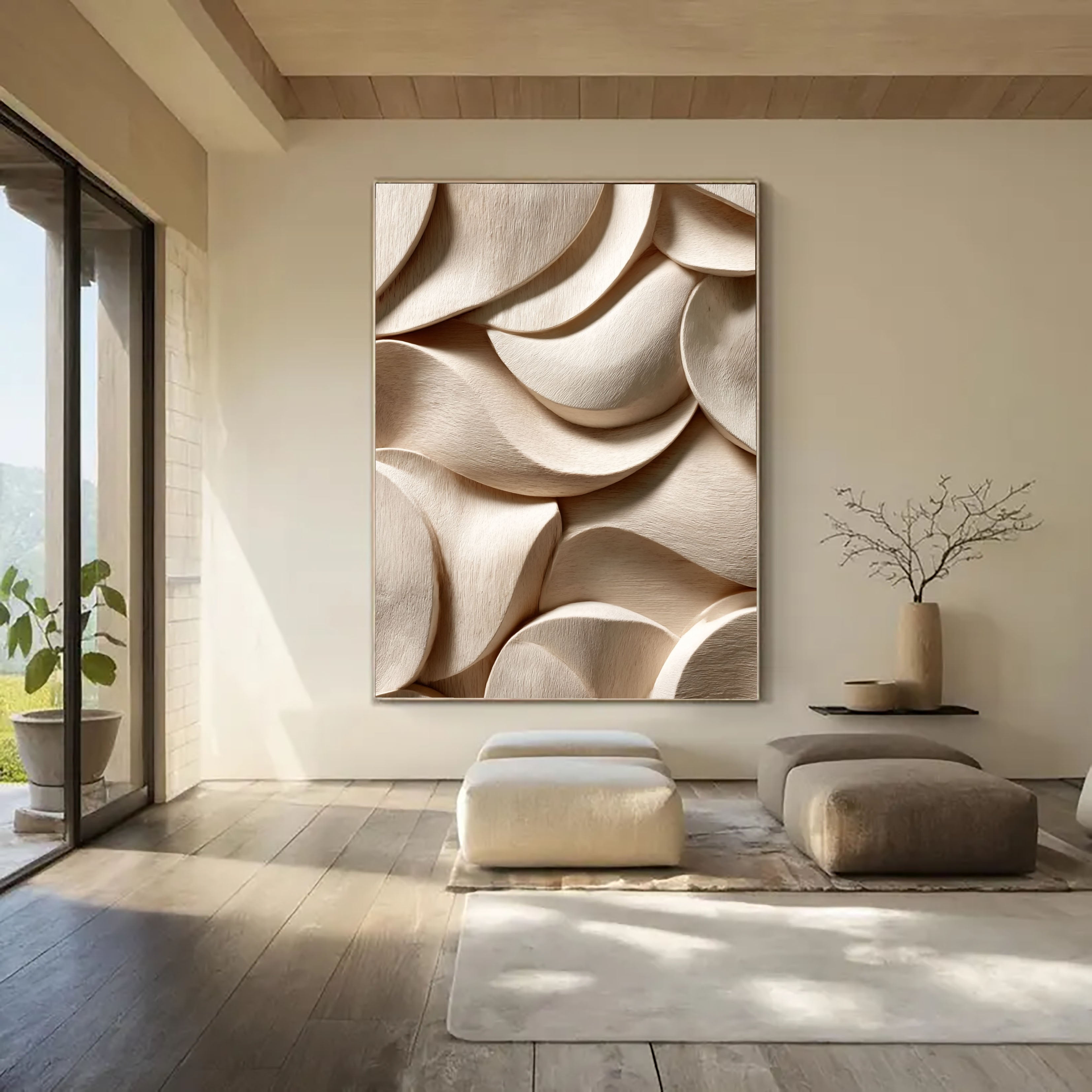 Strukturiertes Holz: Opulenz | Cremefarbene Kurven