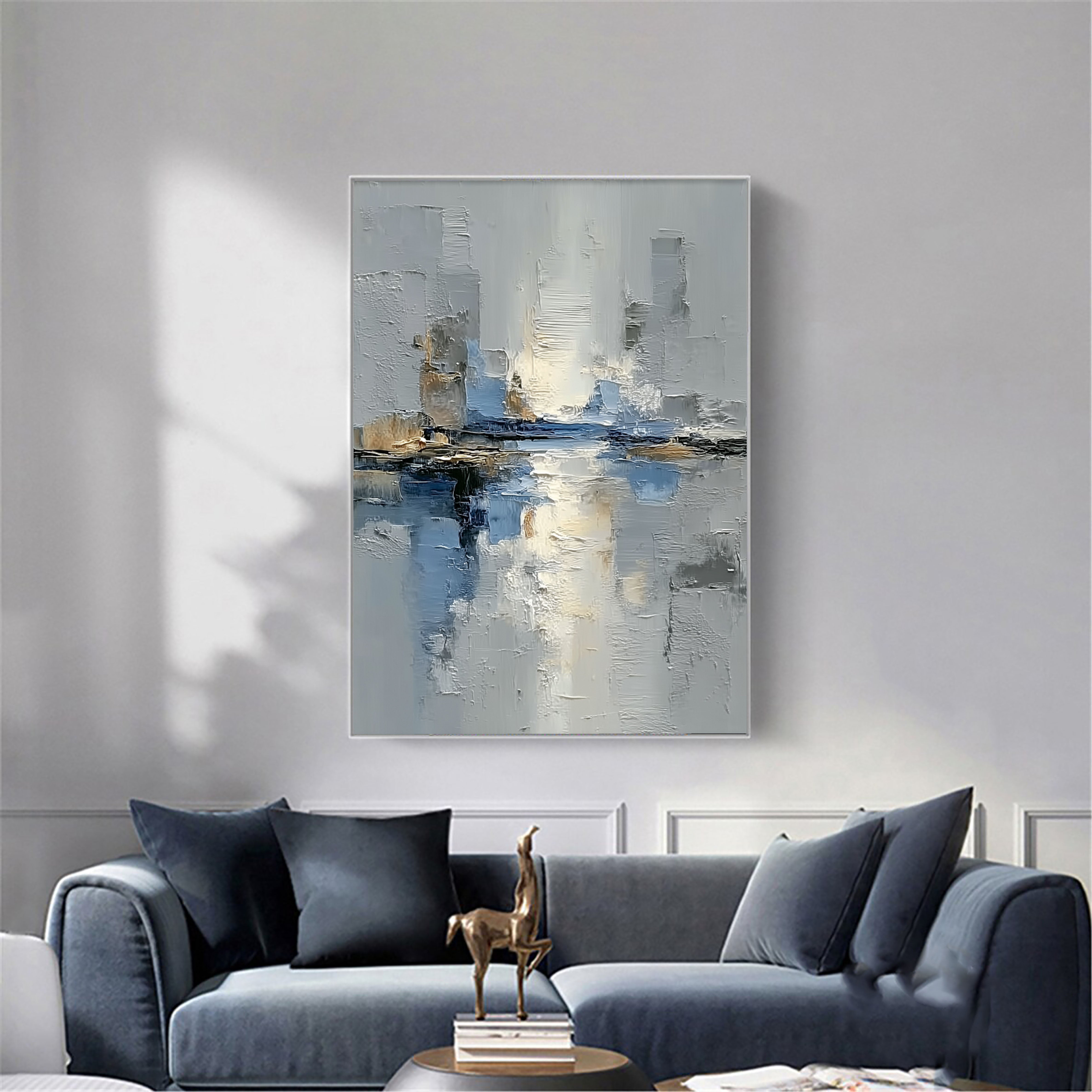 Texturierte Stadtlandschaft-Reflexionen | Blau Grau