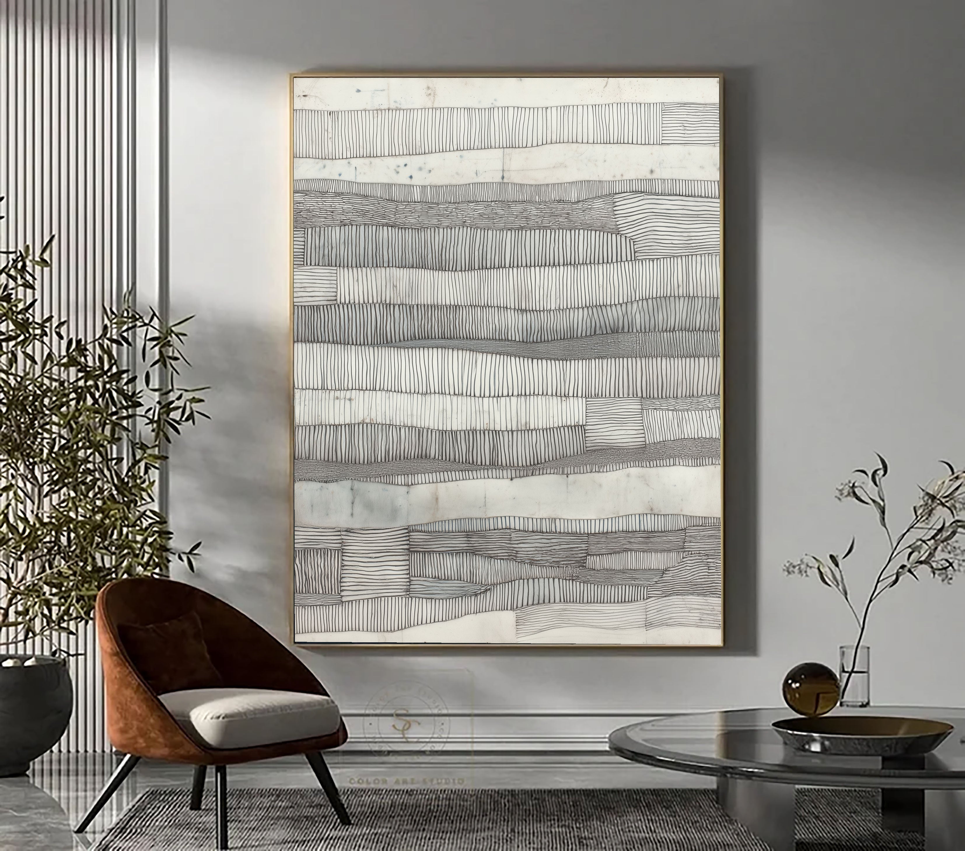 Textured Linear Serenity | Monochrome Tones