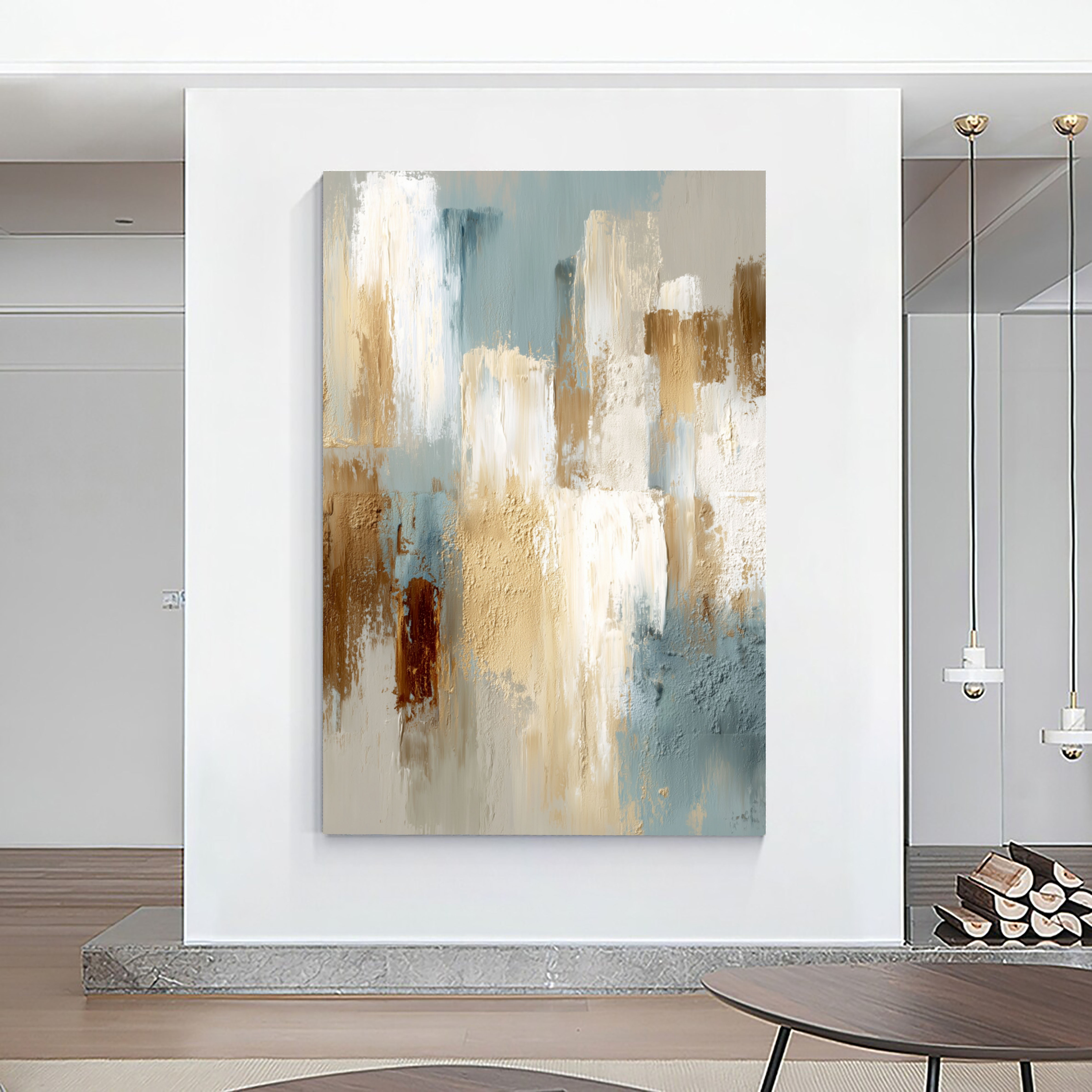 Abstract Brushstroke Harmony | Blue Gold