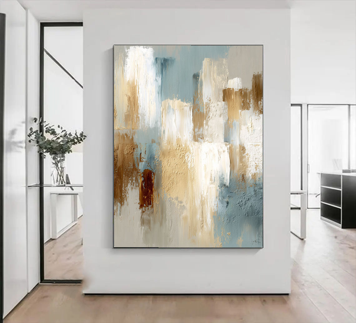 Abstract Brushstroke Harmony | Blue Gold