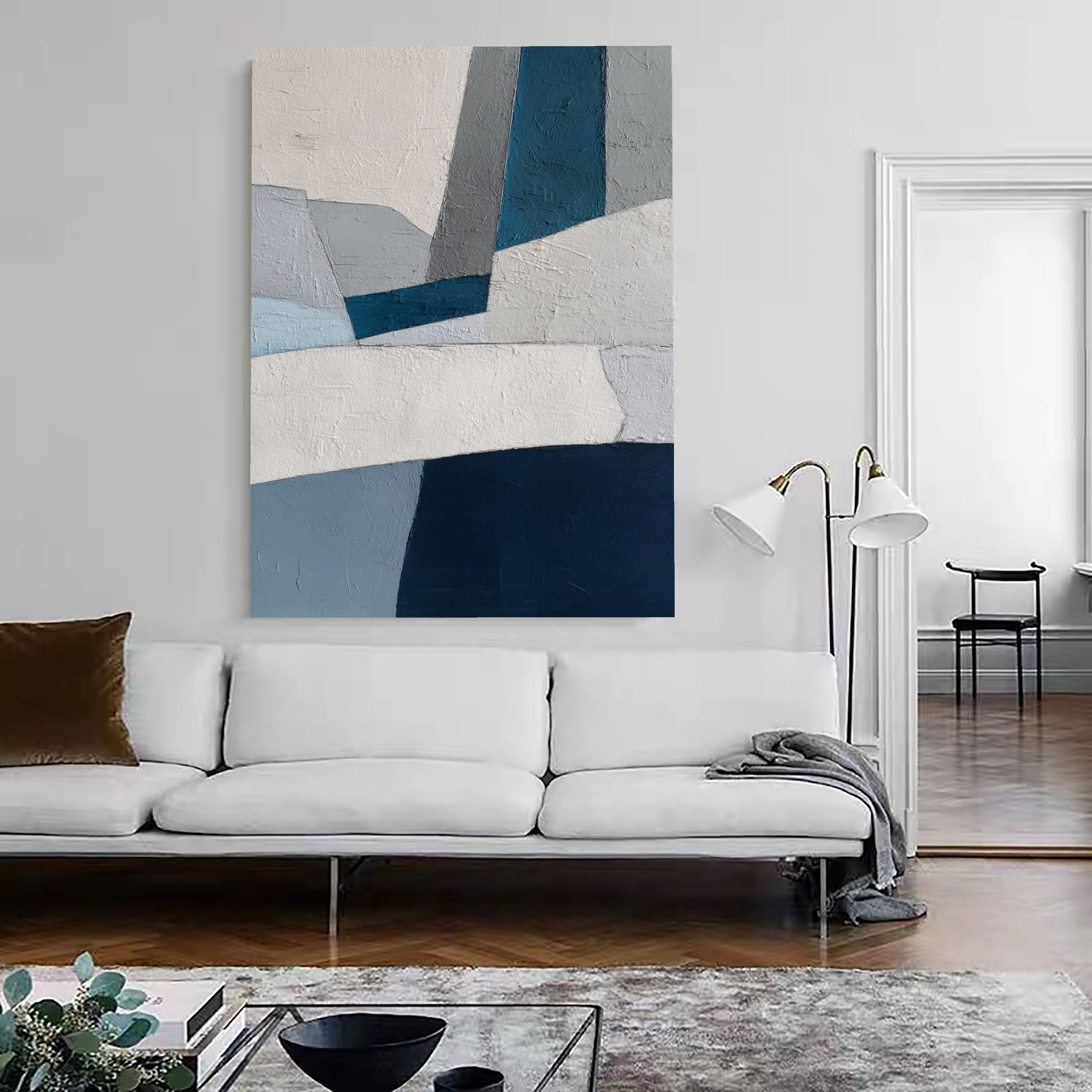 Textured Geometric Blocks | Teal Gray