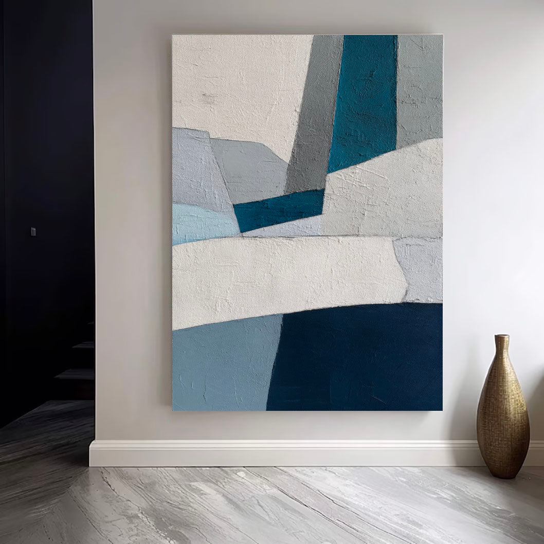 Textured Geometric Blocks | Teal Gray