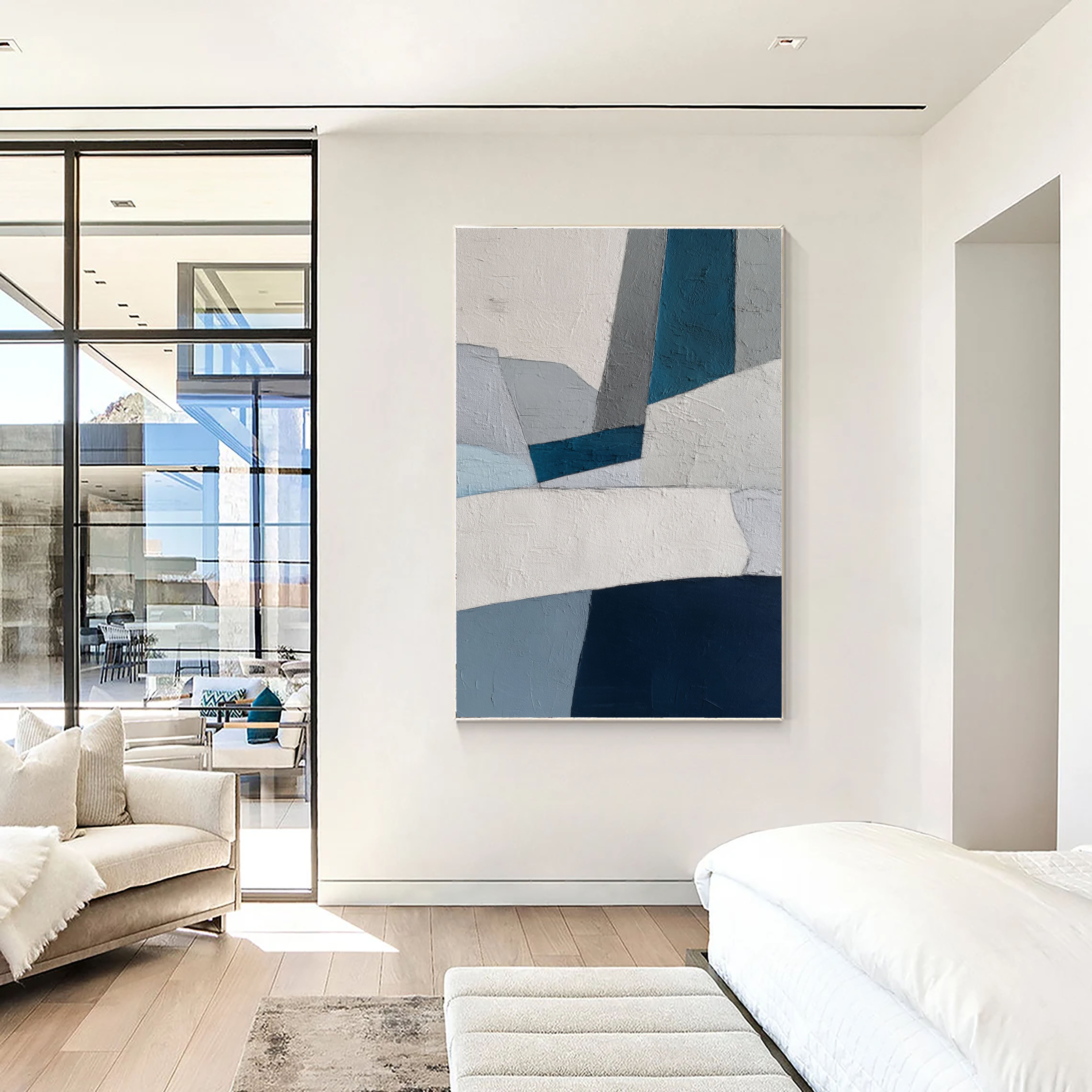 Textured Geometric Blocks | Teal Gray