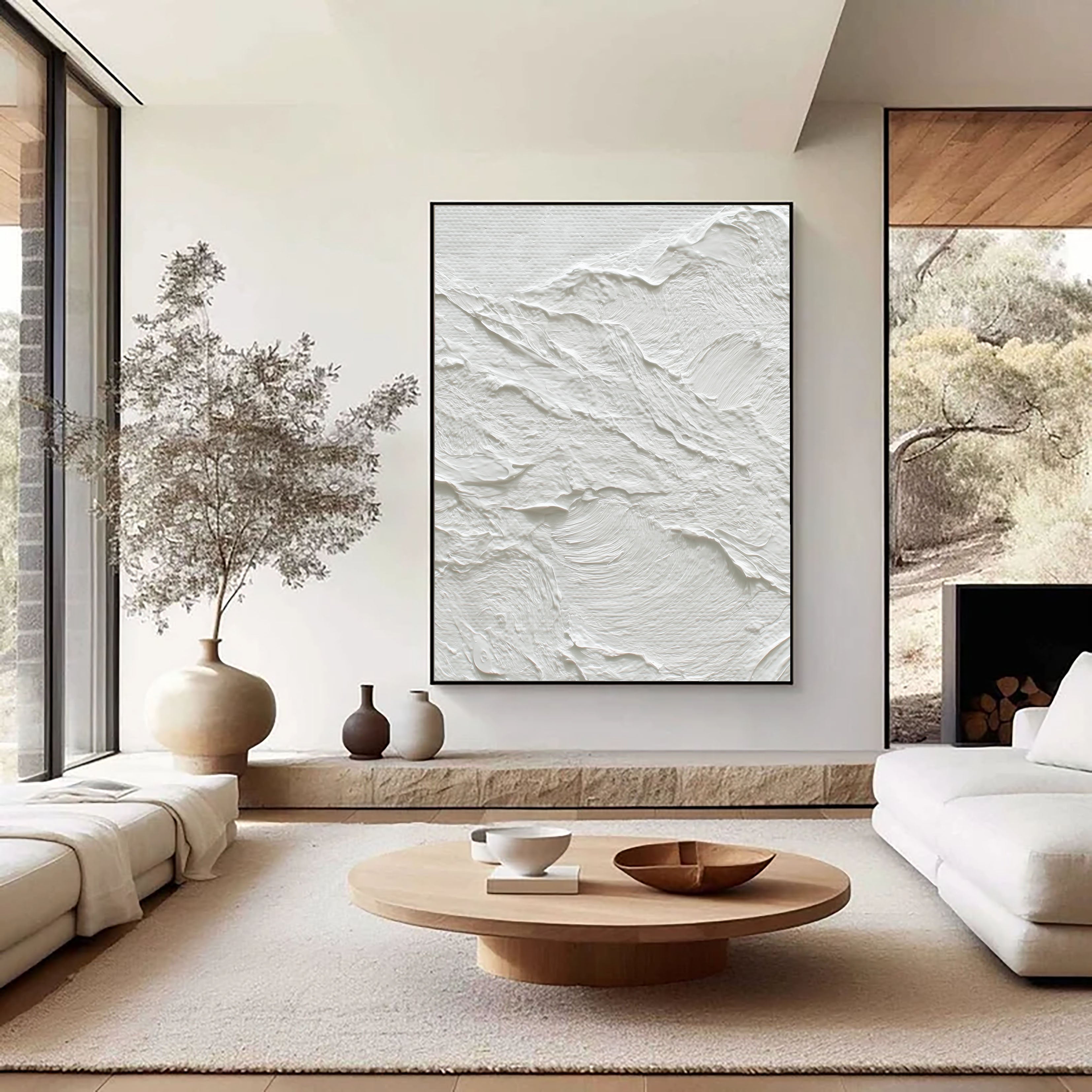 Textured White Terrain | Minimalist Art