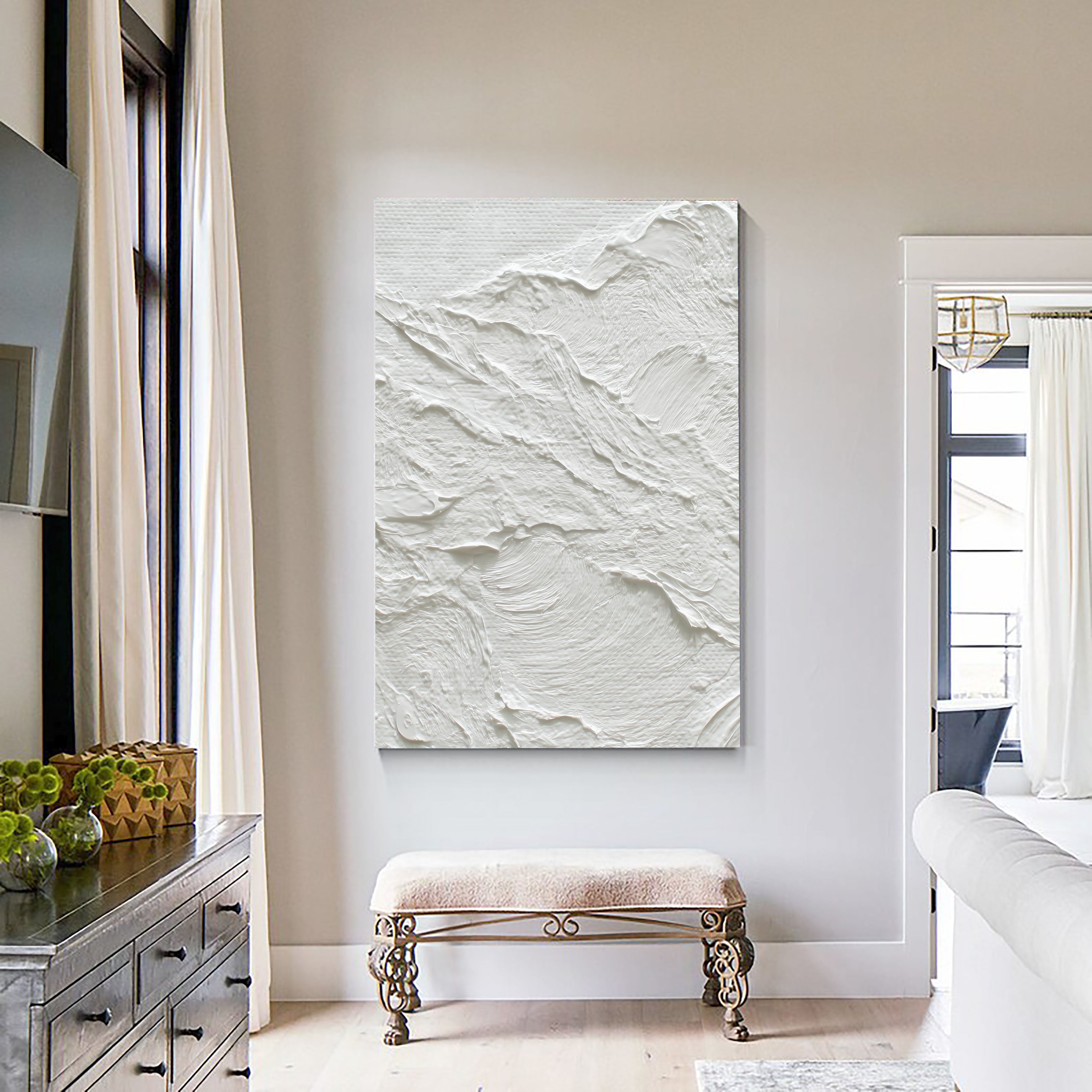 Textured White Terrain | Minimalist Art