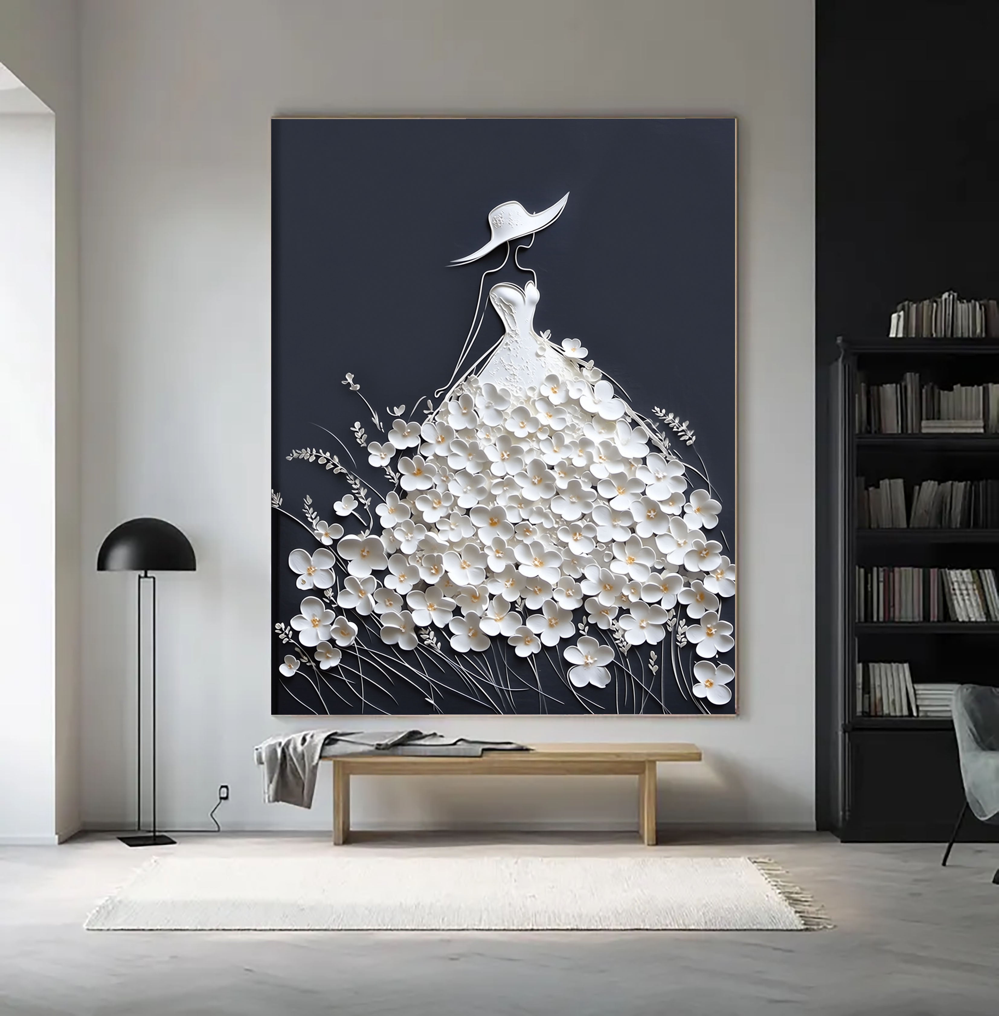 Textured Floral Gown | Noir Ivory