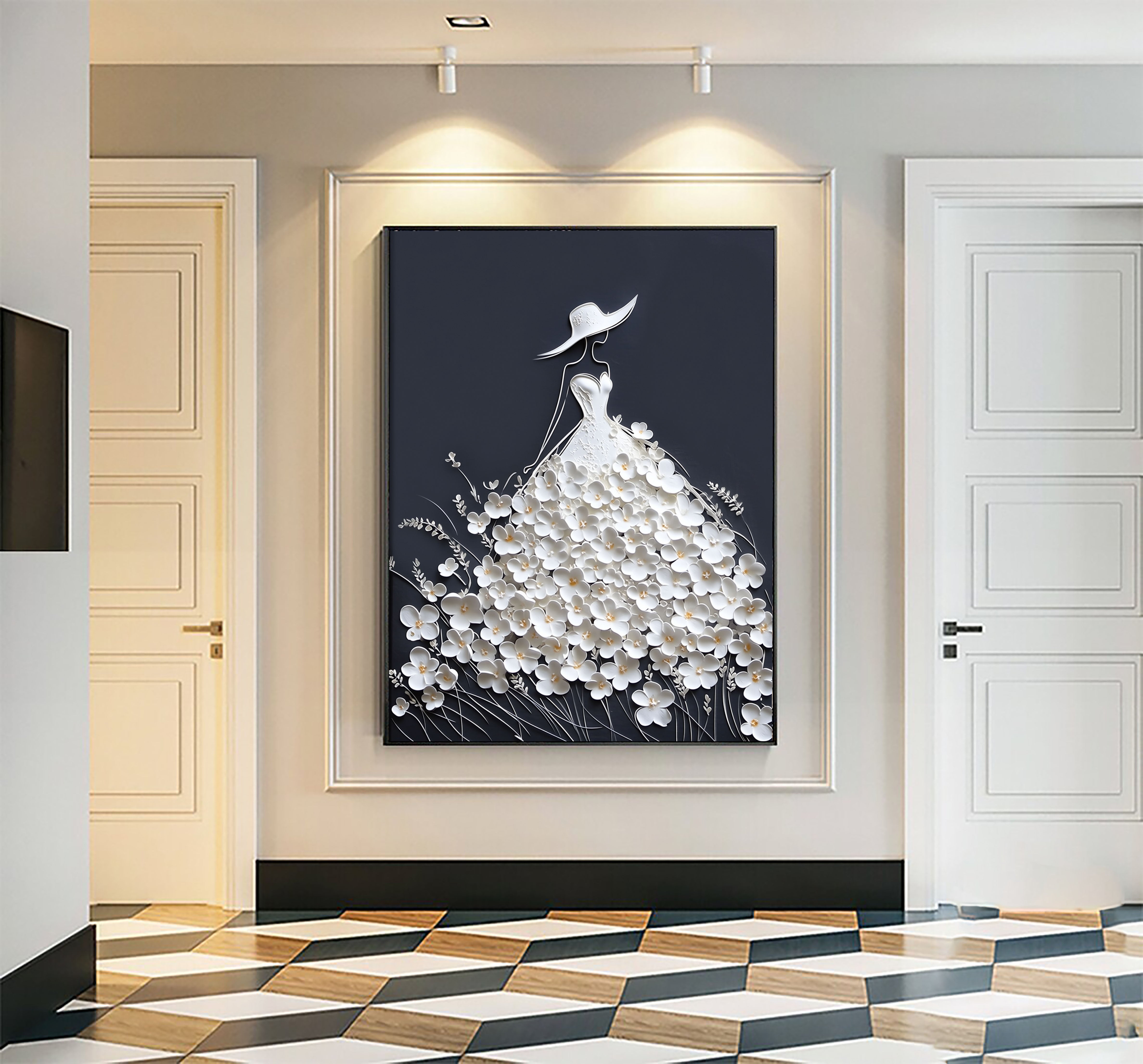 Textured Floral Gown | Noir Ivory