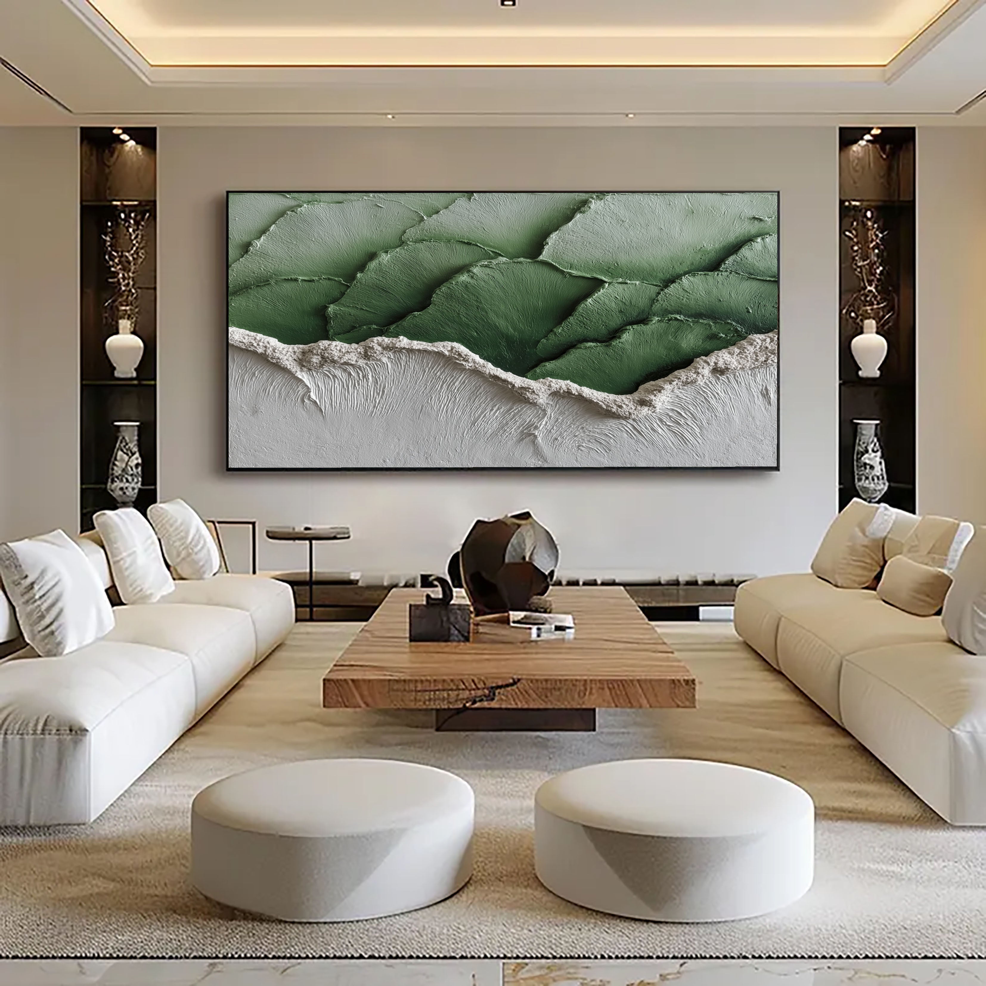 Organic Green Texture | White Sand